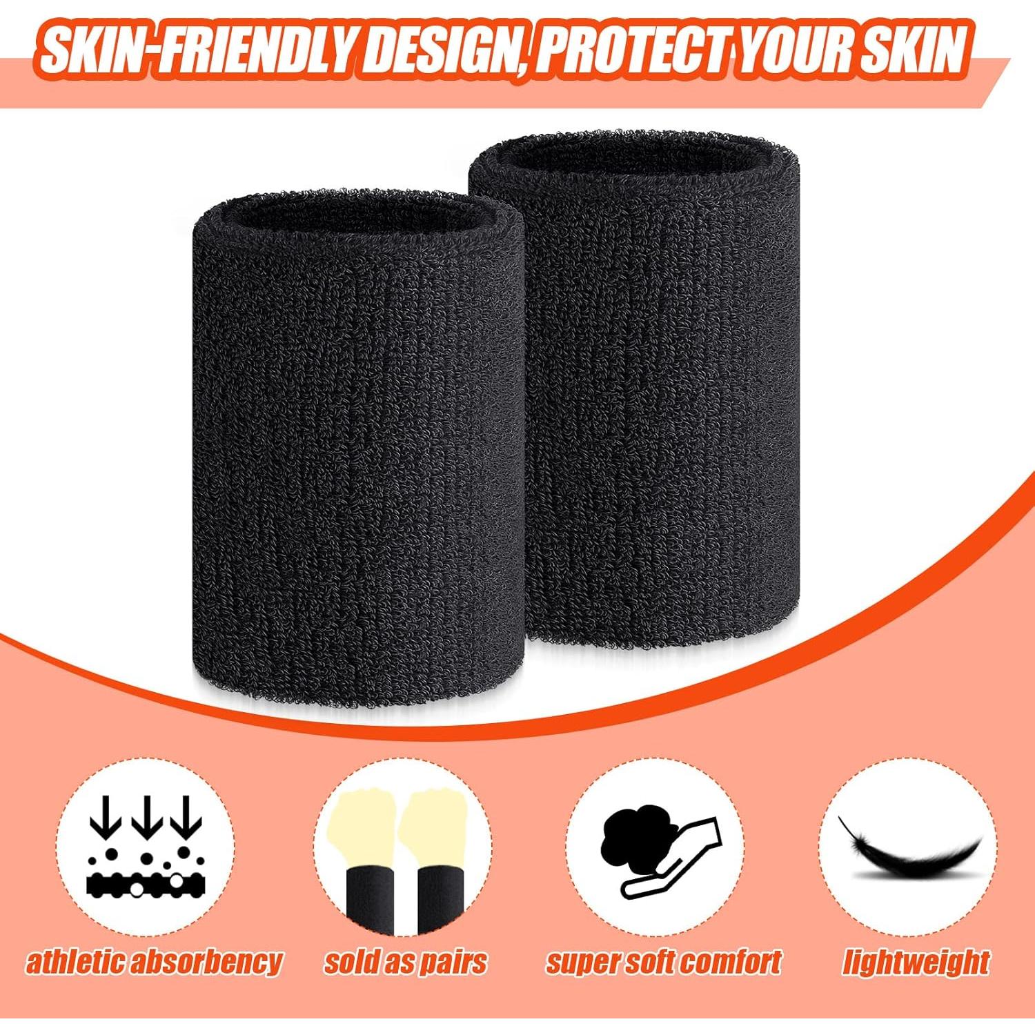 Muñequera de Sudor Wettarn 10 cm Algodón Unisex 3 Pcs