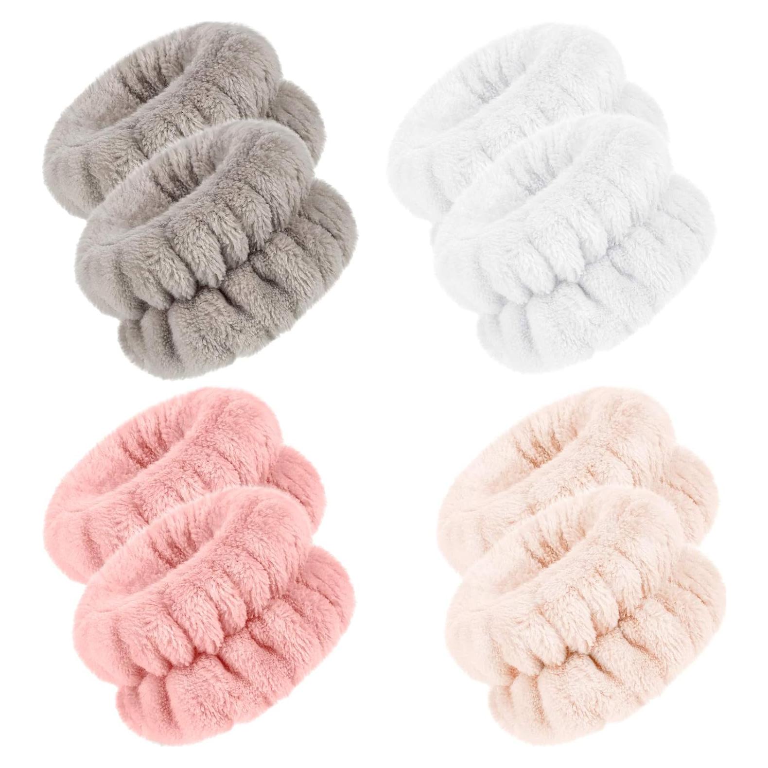 Chuangdi Bandas de Muñeca de Microfibra para Lavar la Cara - 4 Pares