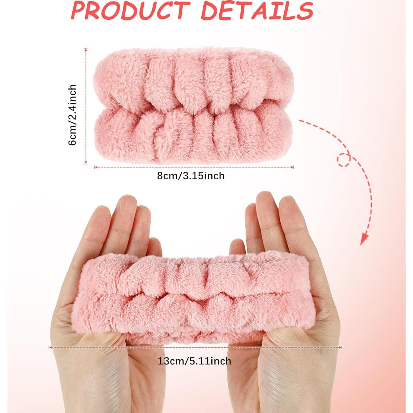 Chuangdi Bandas de Muñeca de Microfibra para Lavar la Cara - 4 Pares