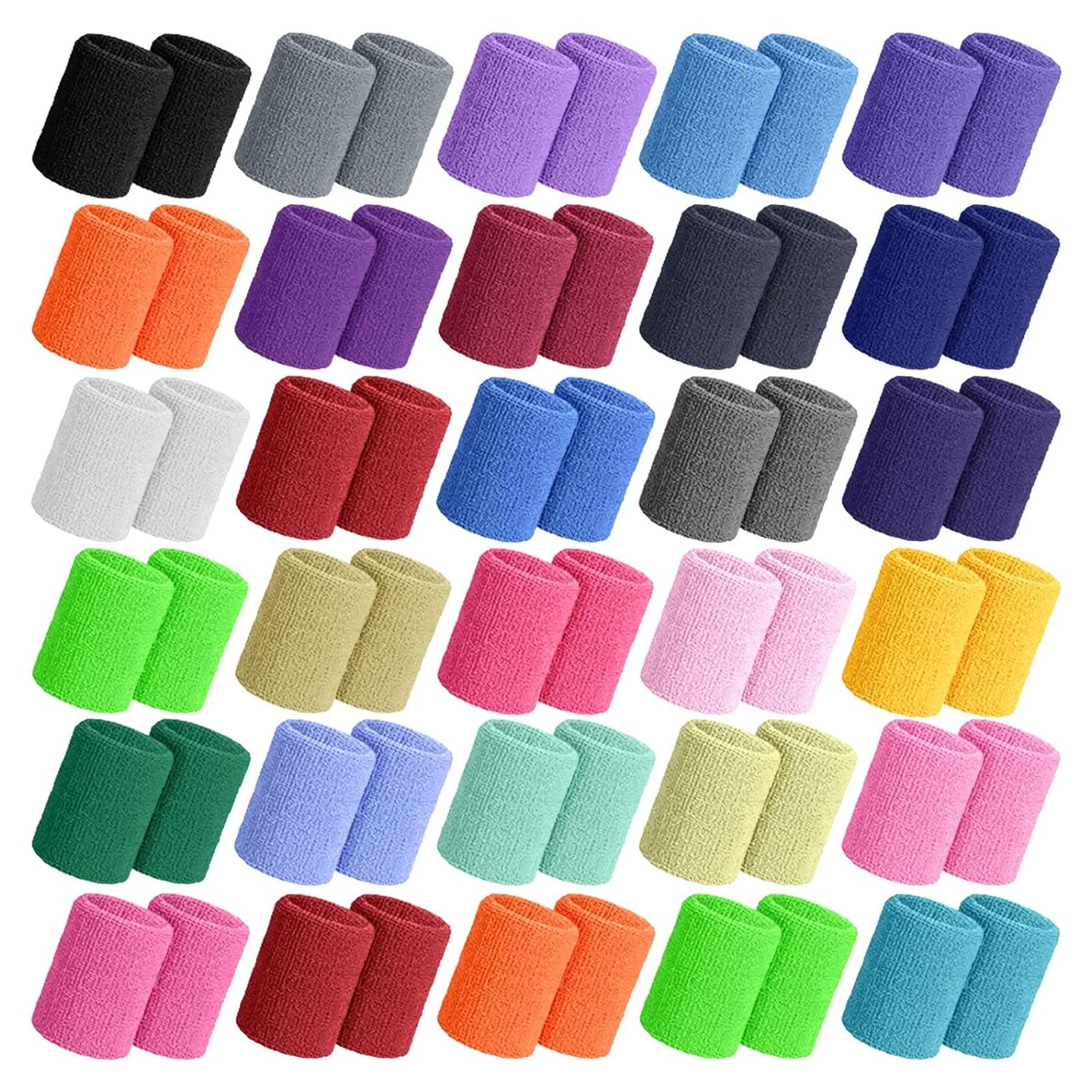 30 Piezas Muñequera de Algodón Vinsot Multicolor 8x8 cm