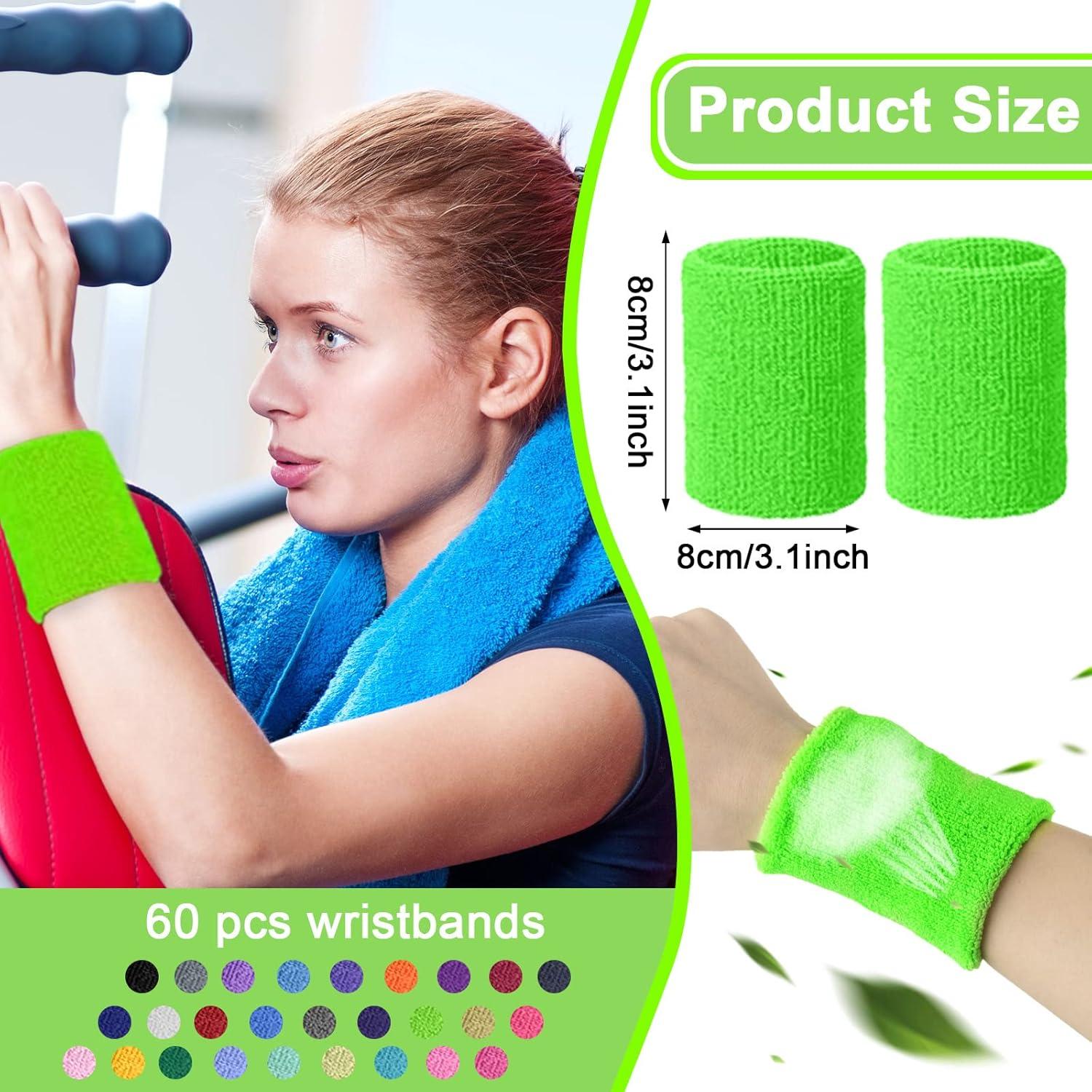 30 Piezas Muñequera de Algodón Vinsot Multicolor 8x8 cm