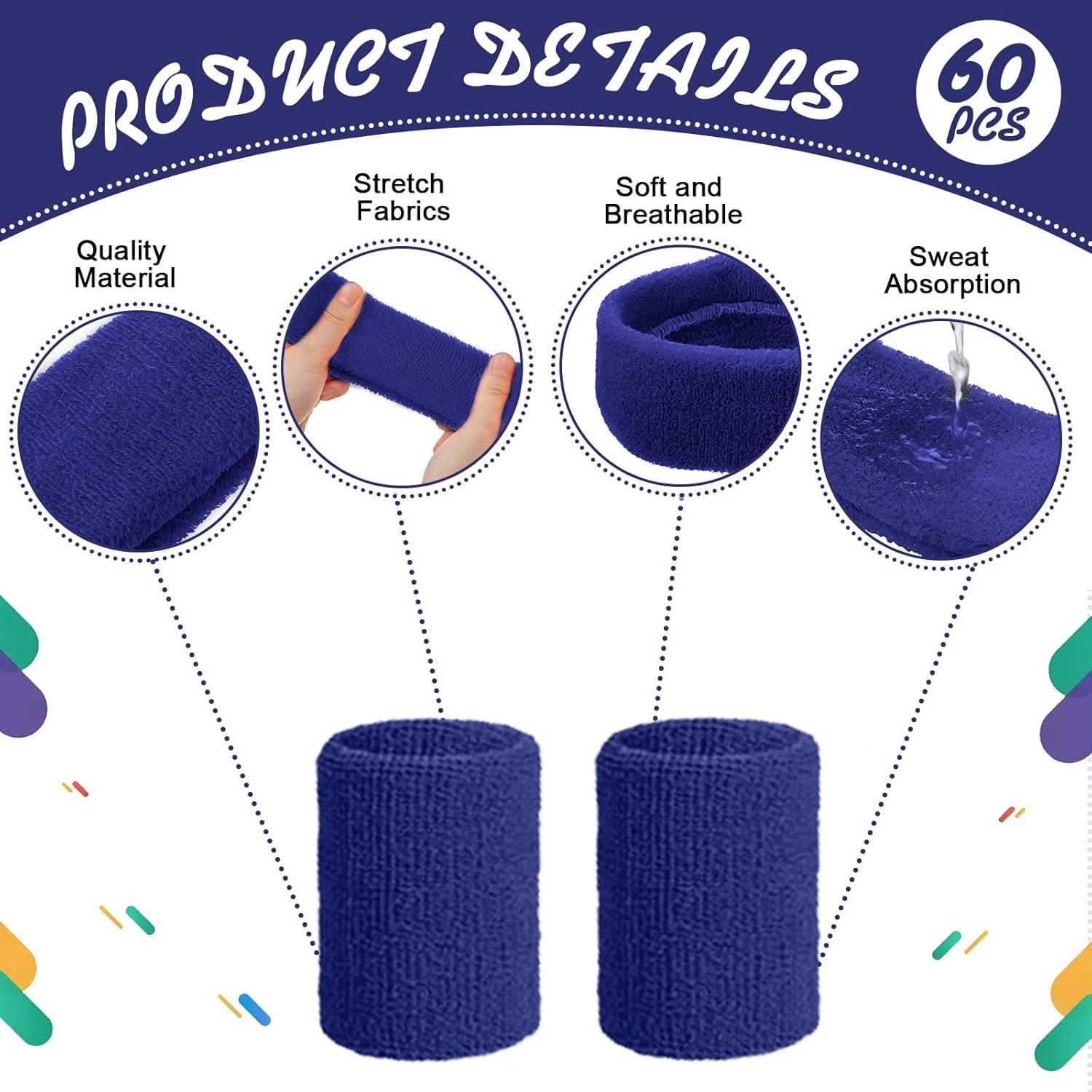 30 Piezas Muñequera de Algodón Vinsot Multicolor 8x8 cm