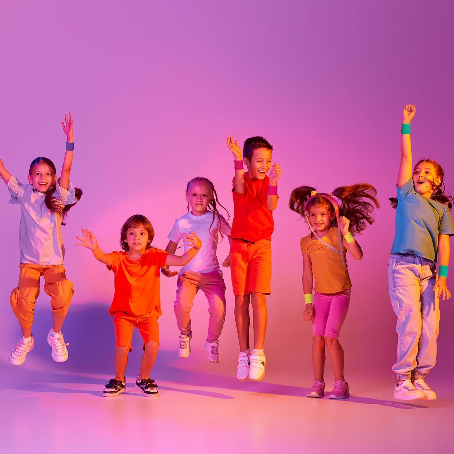 Pulseras Deportivas Neón Bememo 24 Pcs para Niños 6x6 cm