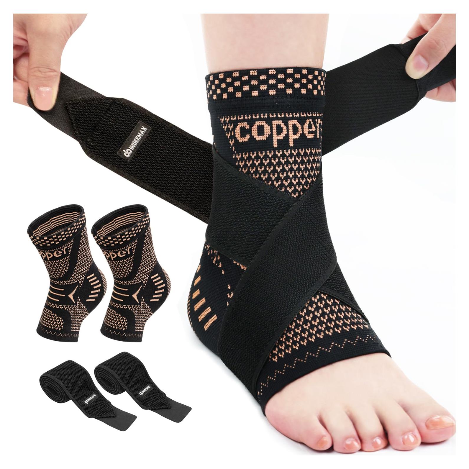 Faja de Tobillo INDEEMAX Mediana Negro Cobre - Compresión y Soporte