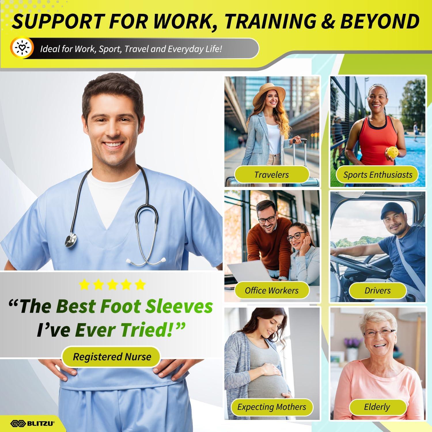 Calcetines de compresión Blitzu para tobillo y pie negro L-XL