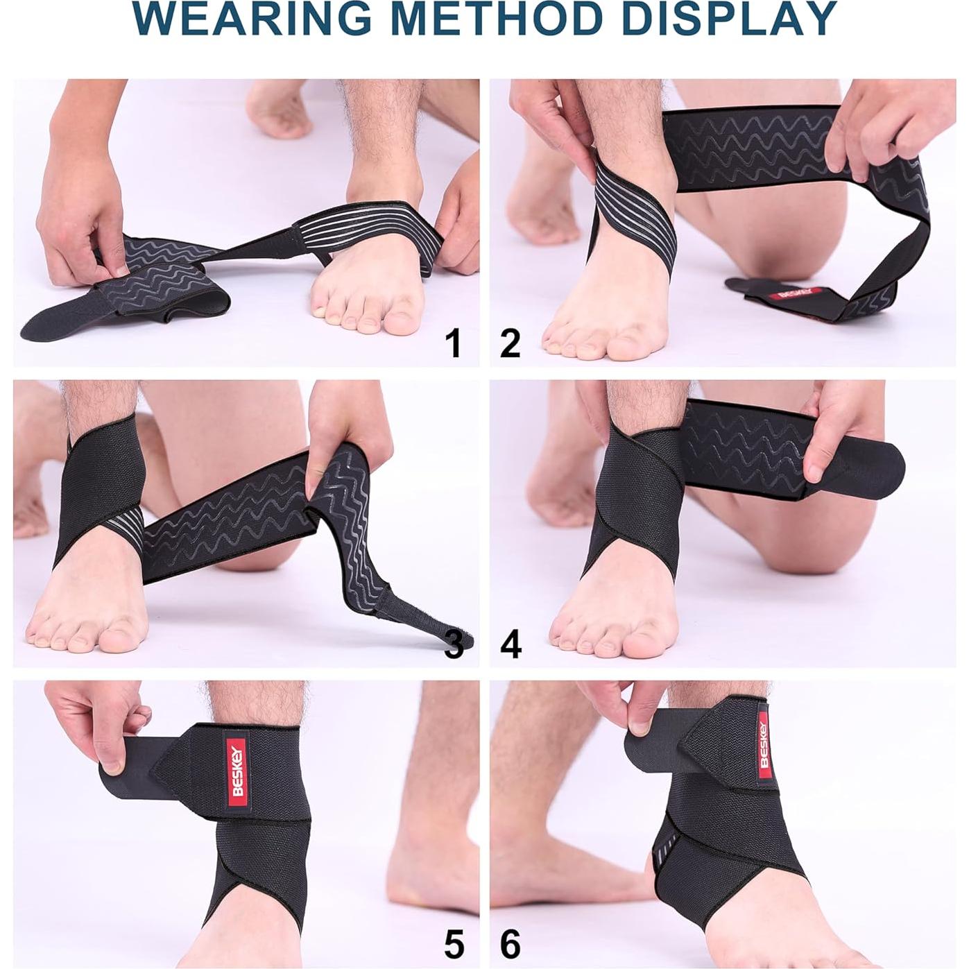 Soporte para Tobillo Ajustable Beskey Transpirable Negro