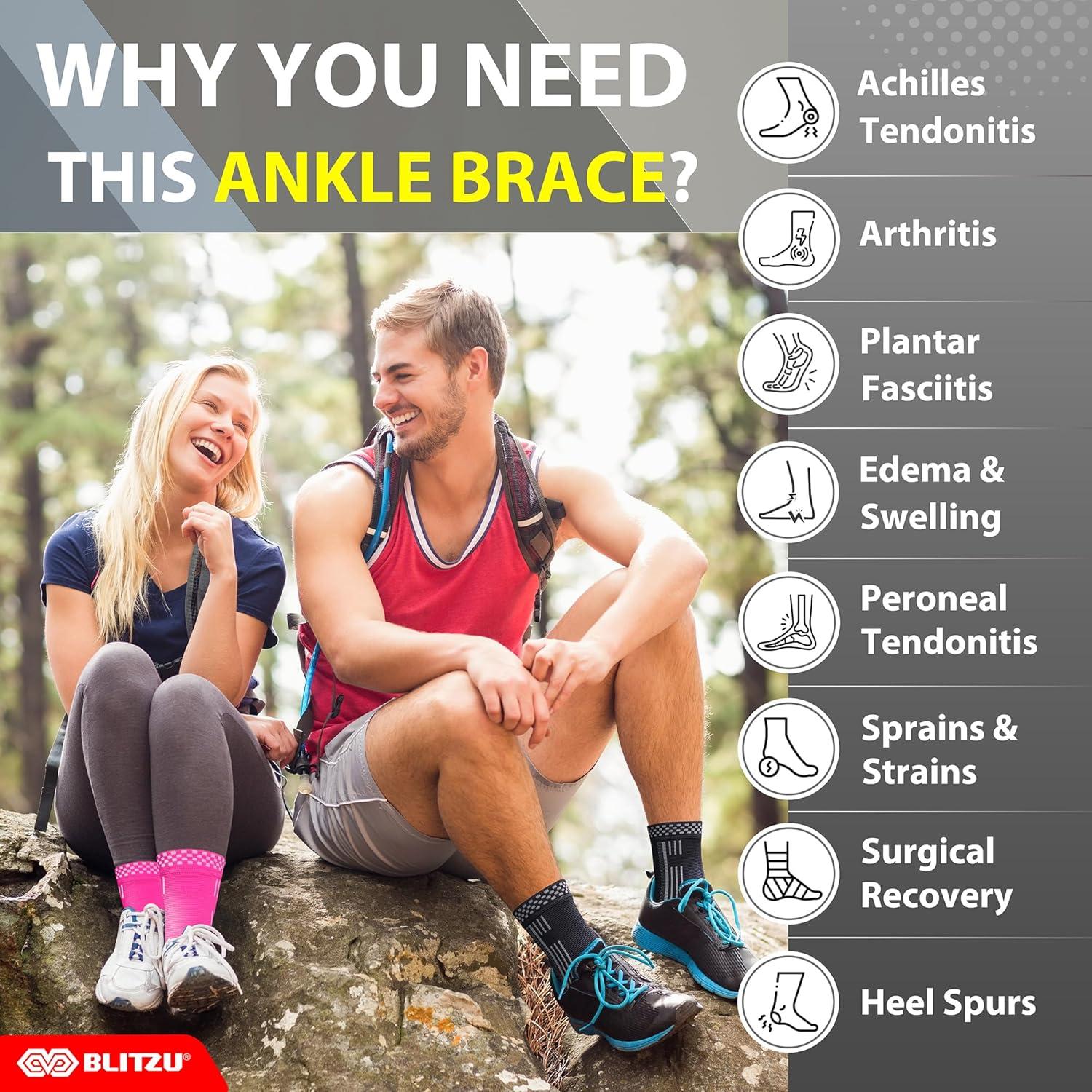 Faja para Tobillo BLITZU Mediana Compresión Alivio Dolor