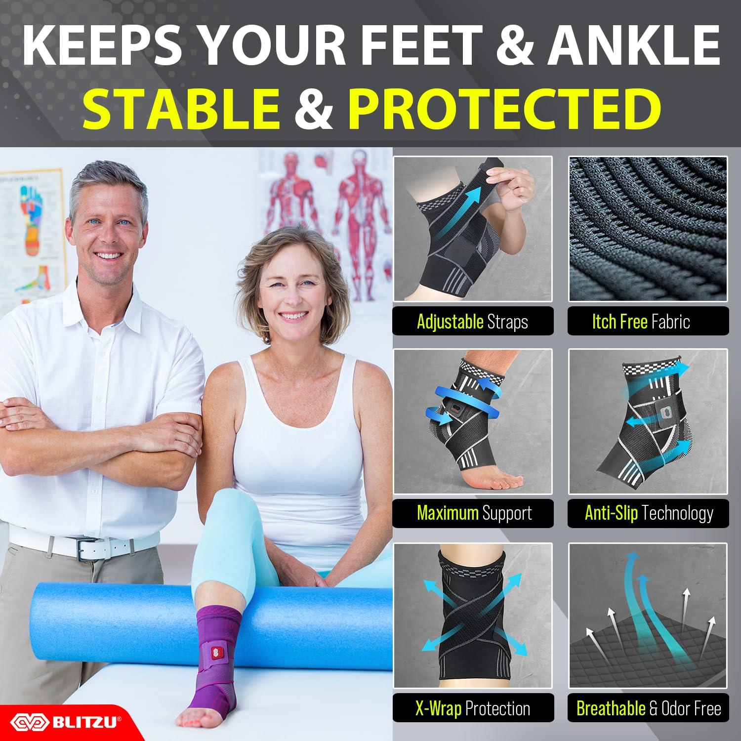 Faja para Tobillo BLITZU Mediana Compresión Alivio Dolor
