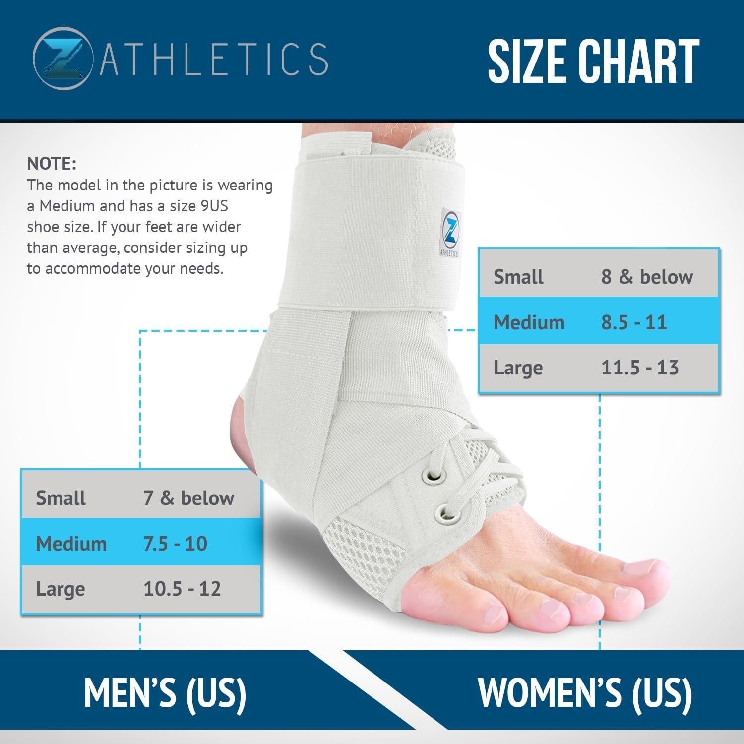 Soporte para Tobillo Z Athletics Ajustable - Mediano Blanco