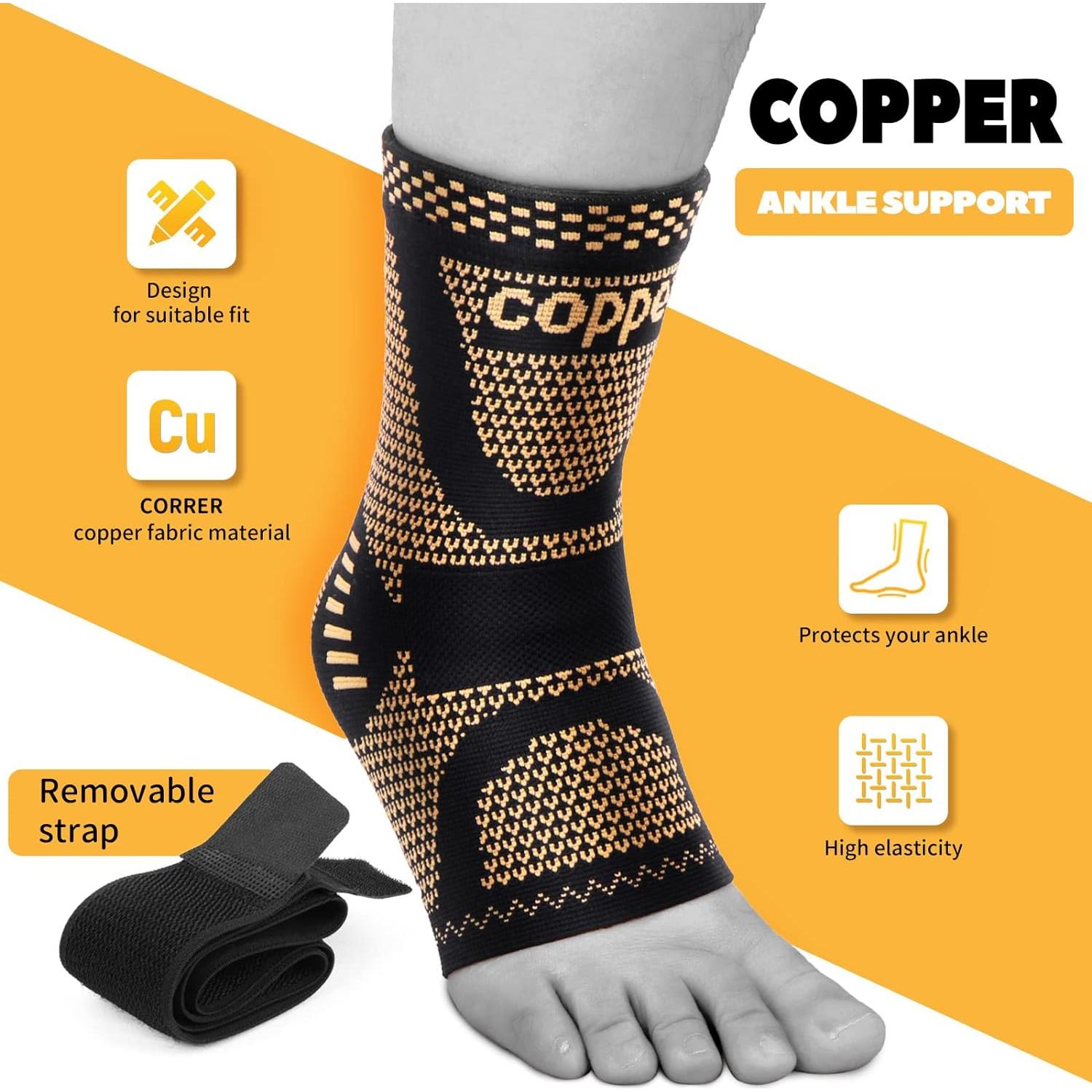 Faja de Tobillo de Cobre JIUFENTIAN Ajustable para Tendinitis