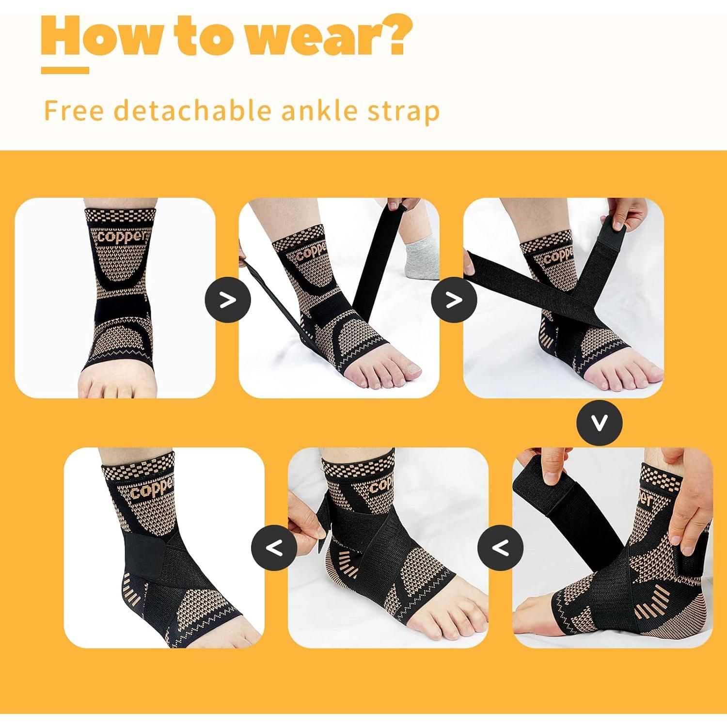 Faja de Tobillo de Cobre JIUFENTIAN Ajustable para Tendinitis