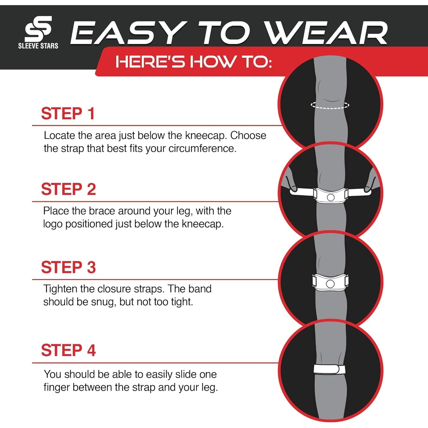 Faja Patelar Sleeve Stars para Osgood Schlatter - Negro