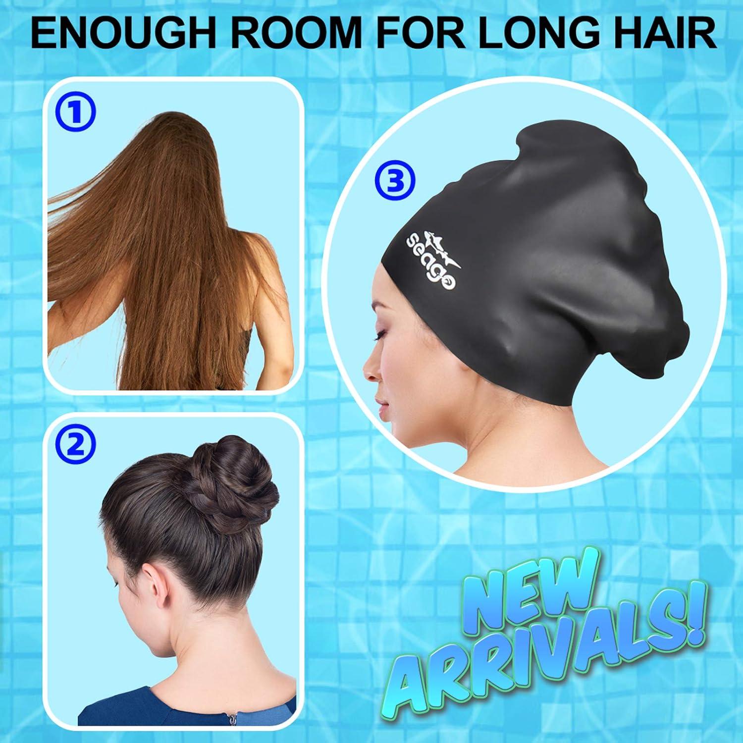 Gorro de Natación Seago para Cabello Largo - 2 Paquetes Silicona