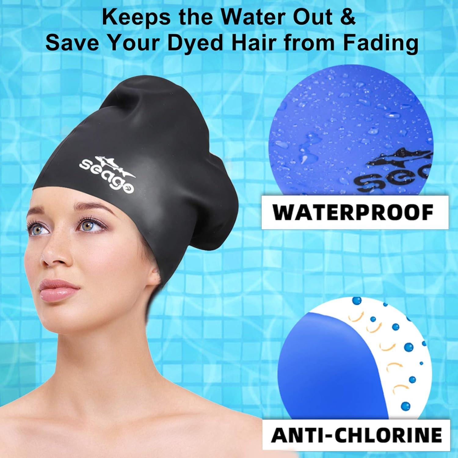 Gorro de Natación Seago para Cabello Largo - 2 Paquetes Silicona