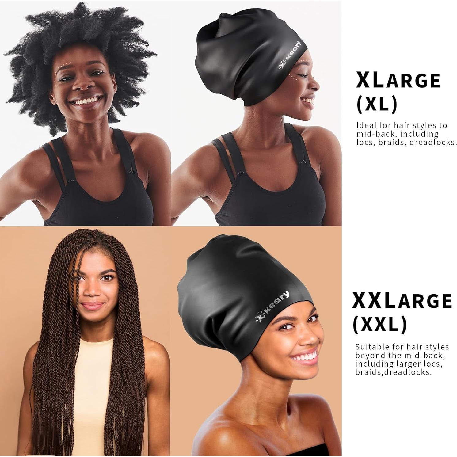 Gorro de natación extra grande Keary para trenzas y dreadlocks