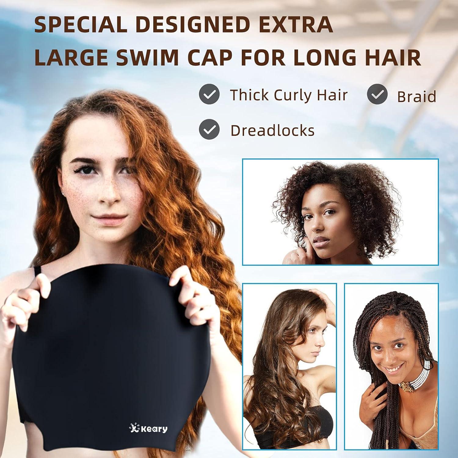 Gorro de natación extra grande Keary para trenzas y dreadlocks