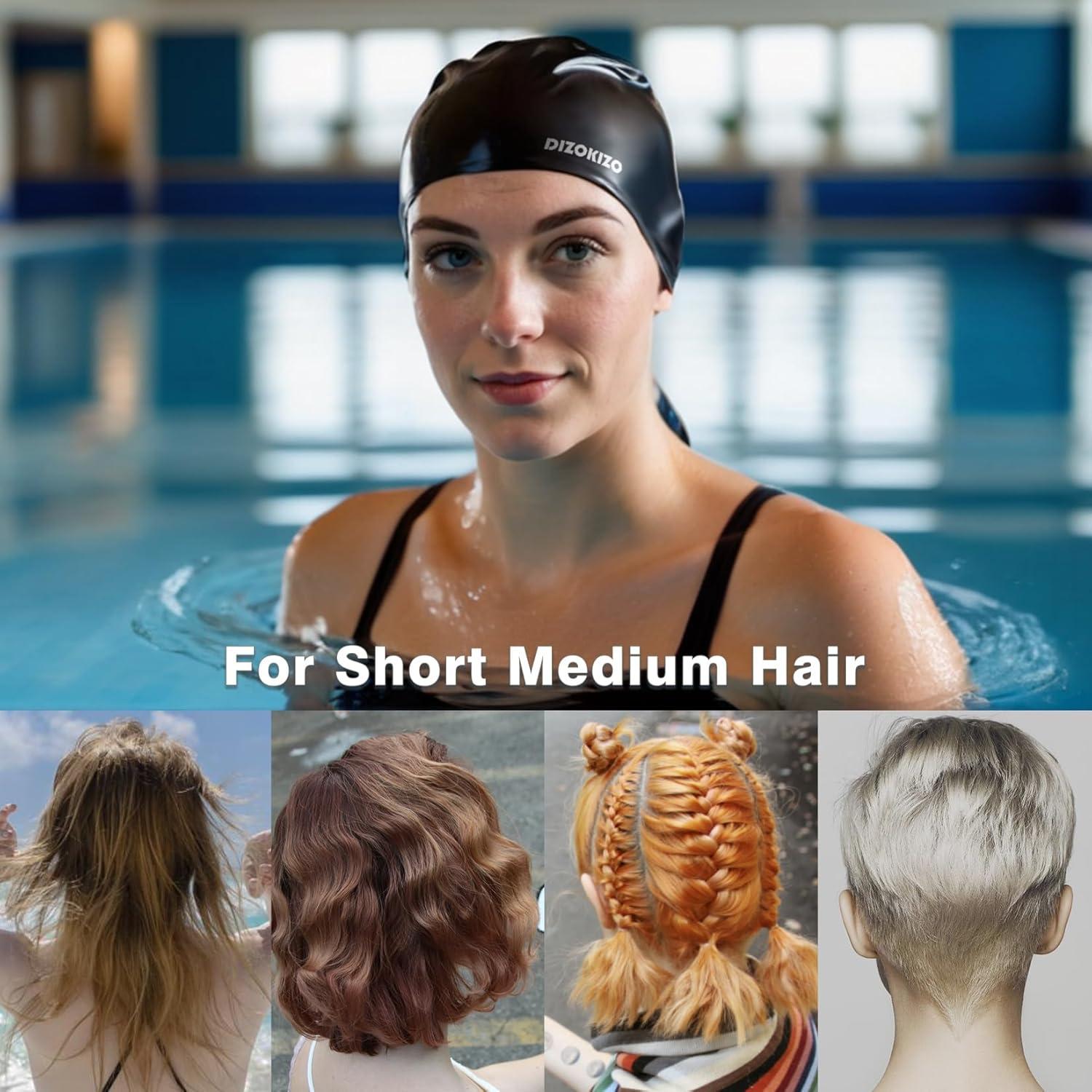 Gorra de Natación Silicona Dizokizo 2 Pcs Unisex Alta Elasticidad