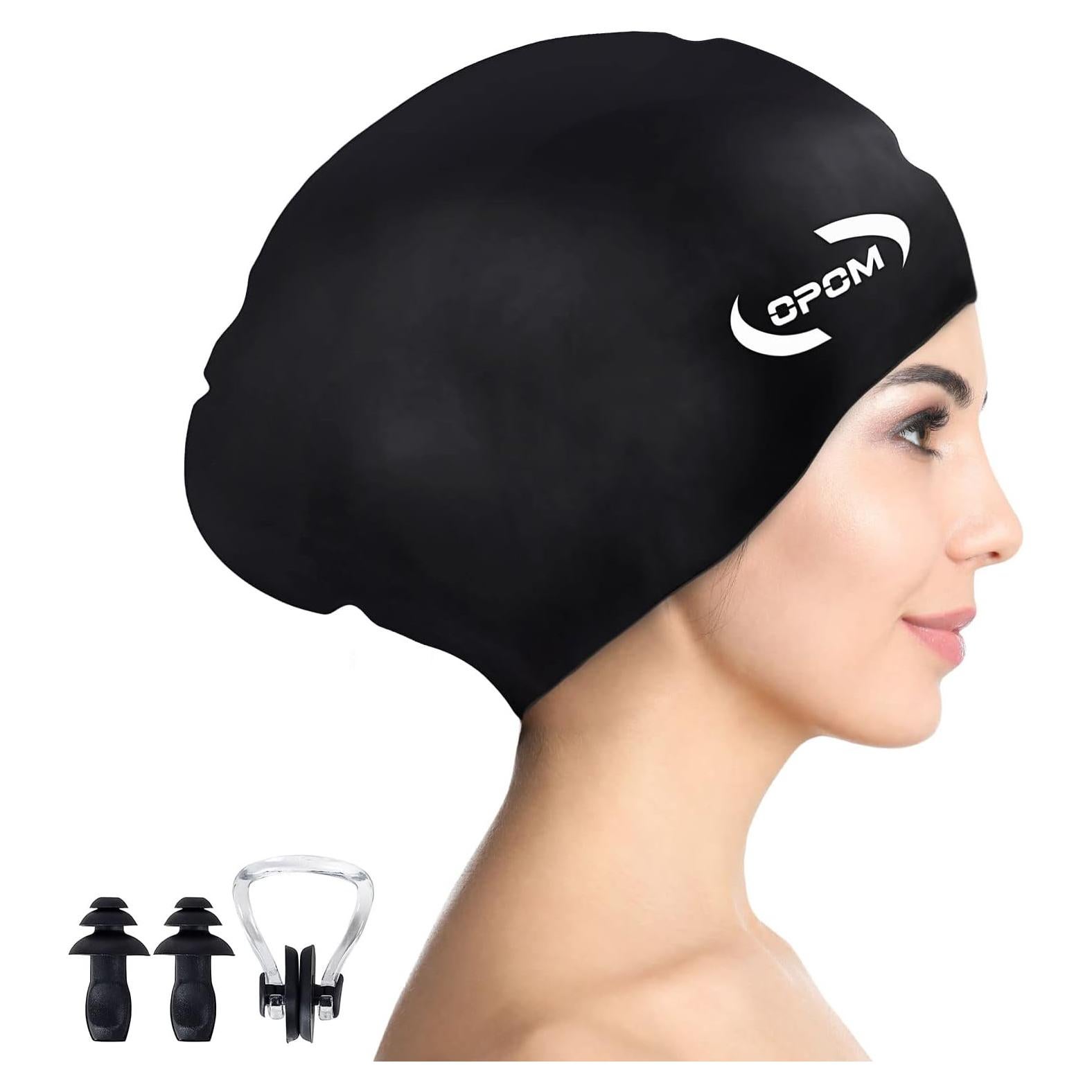 Gorro de natación OPOM de silicona unisex para cabello largo