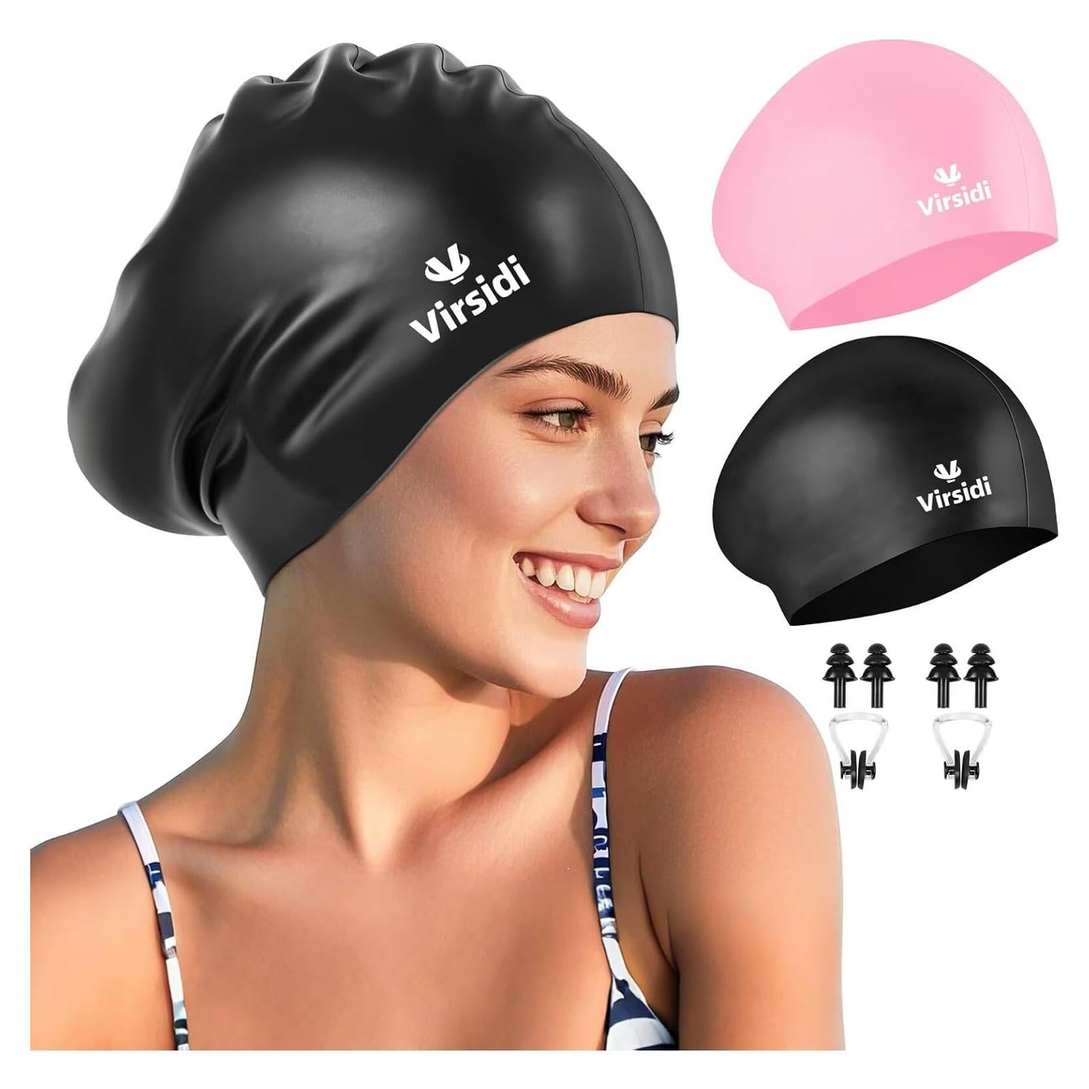 Gorras de Natación VIRSIDI para Cabello Largo - 2 Piezas