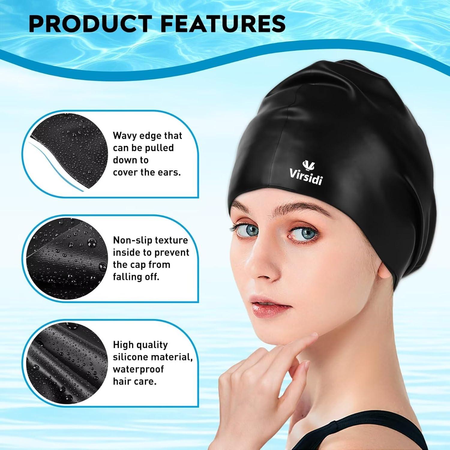 Gorras de Natación VIRSIDI para Cabello Largo - 2 Piezas