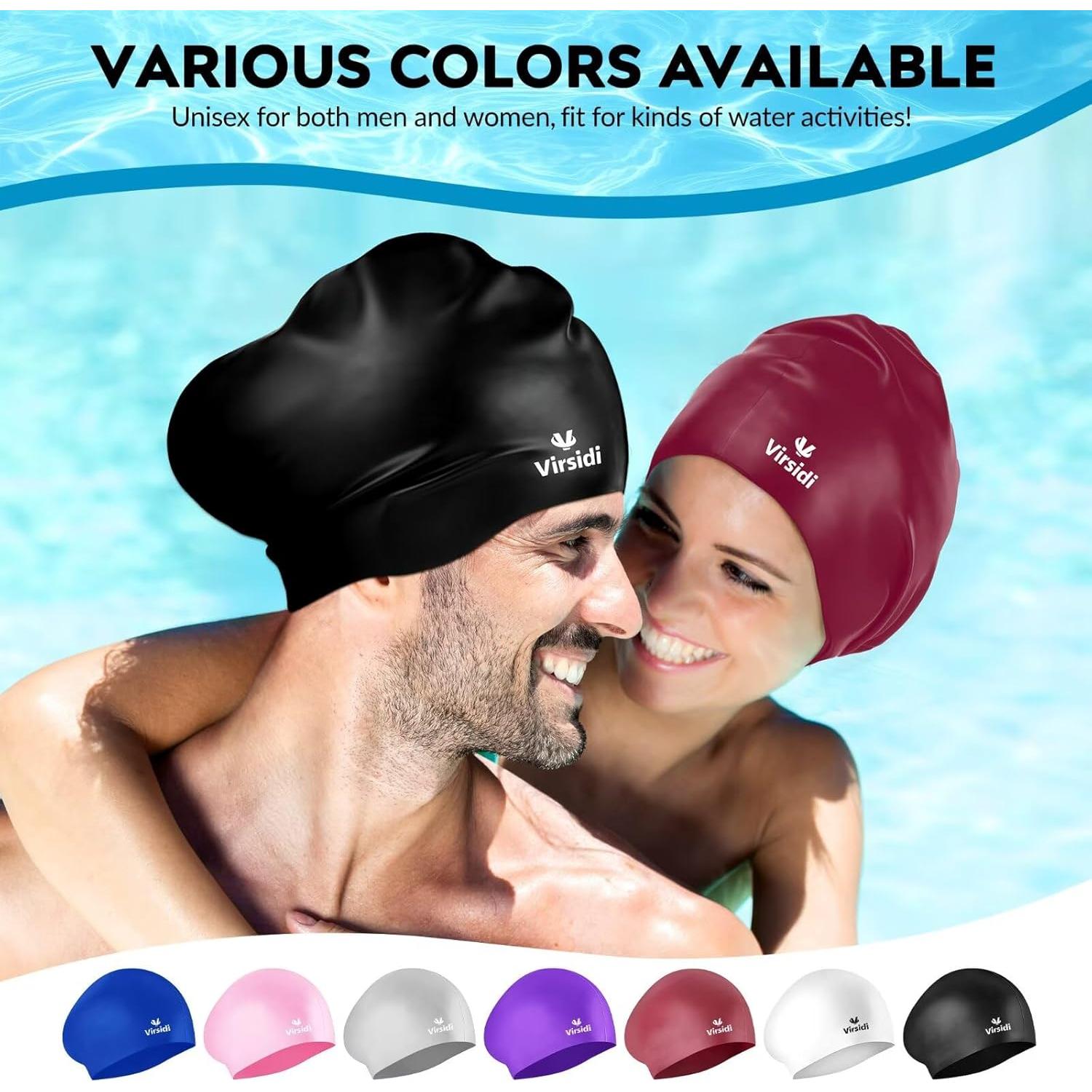 Gorras de Natación VIRSIDI para Cabello Largo - 2 Piezas