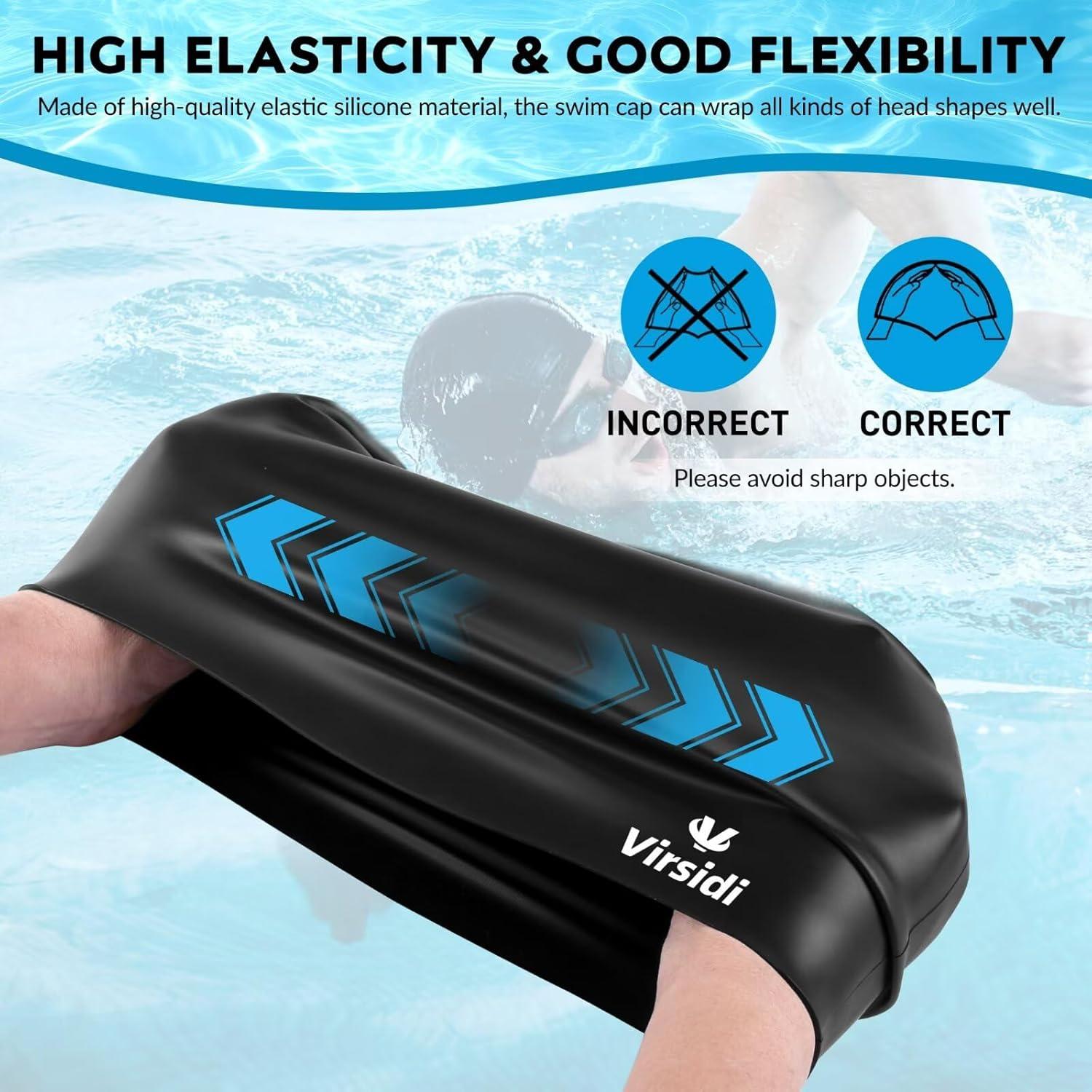 Gorras de Natación VIRSIDI para Cabello Largo - 2 Piezas