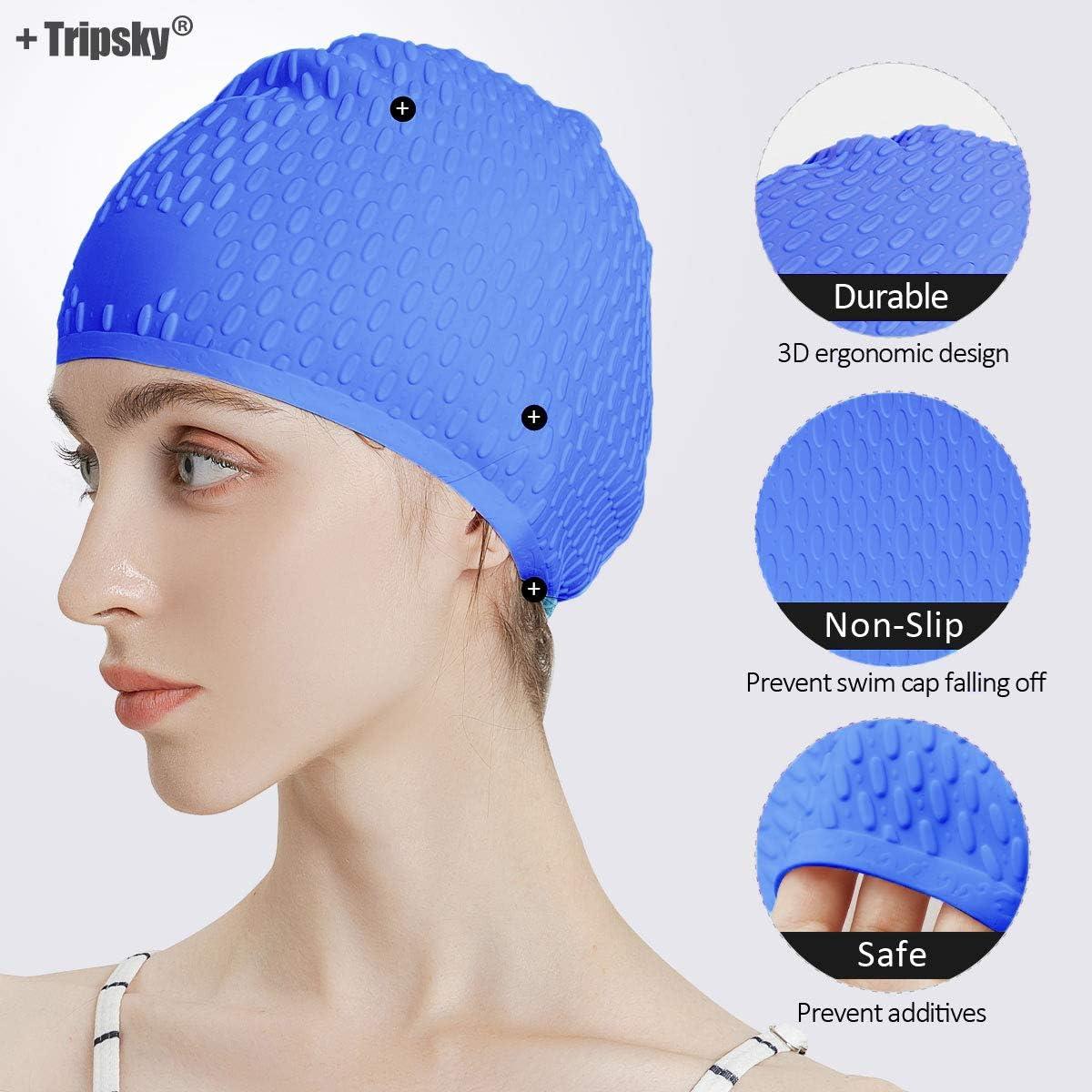 Gorro de Natación de Silicona Tripsky Unisex Azul Oscuro