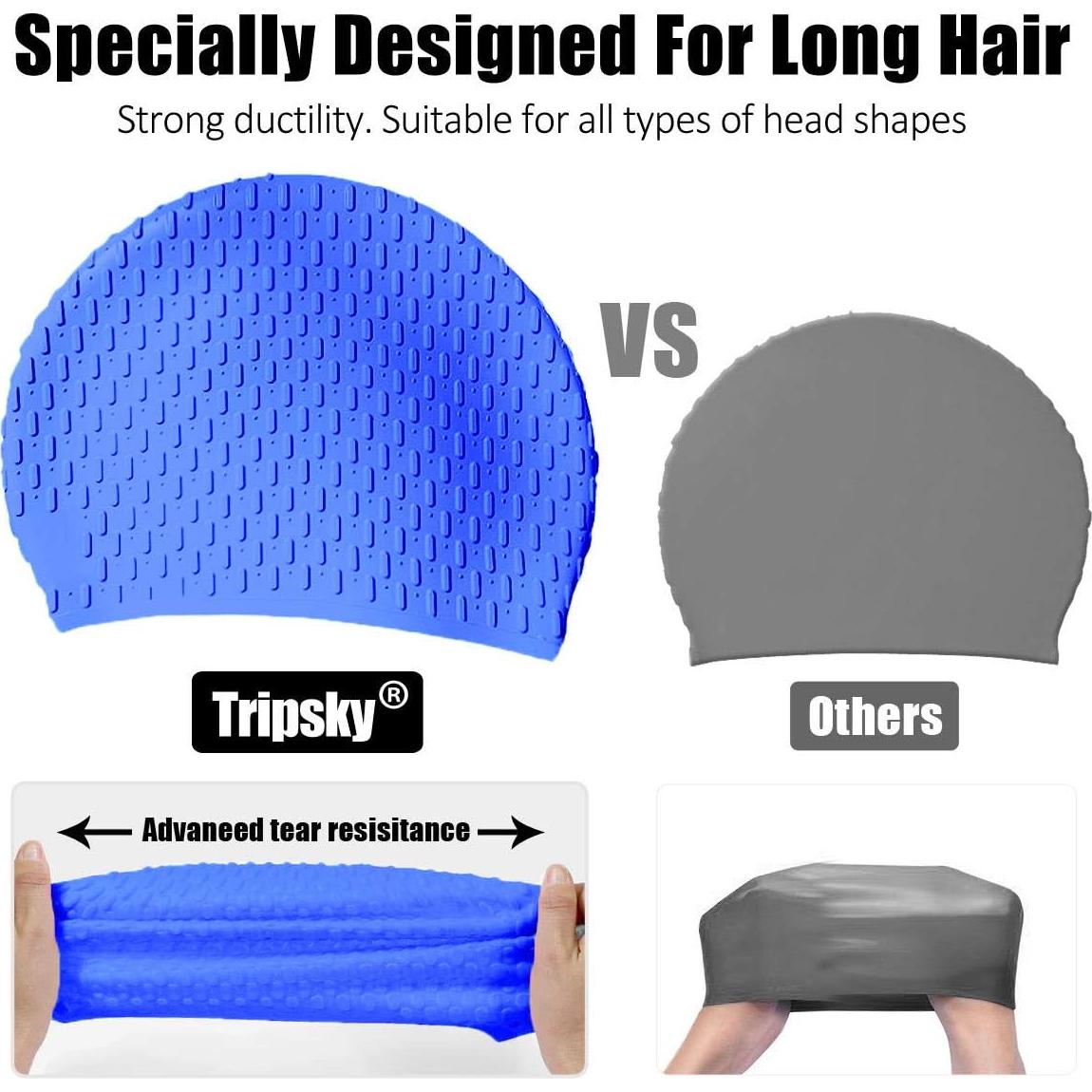 Gorro de Natación de Silicona Tripsky Unisex Azul Oscuro