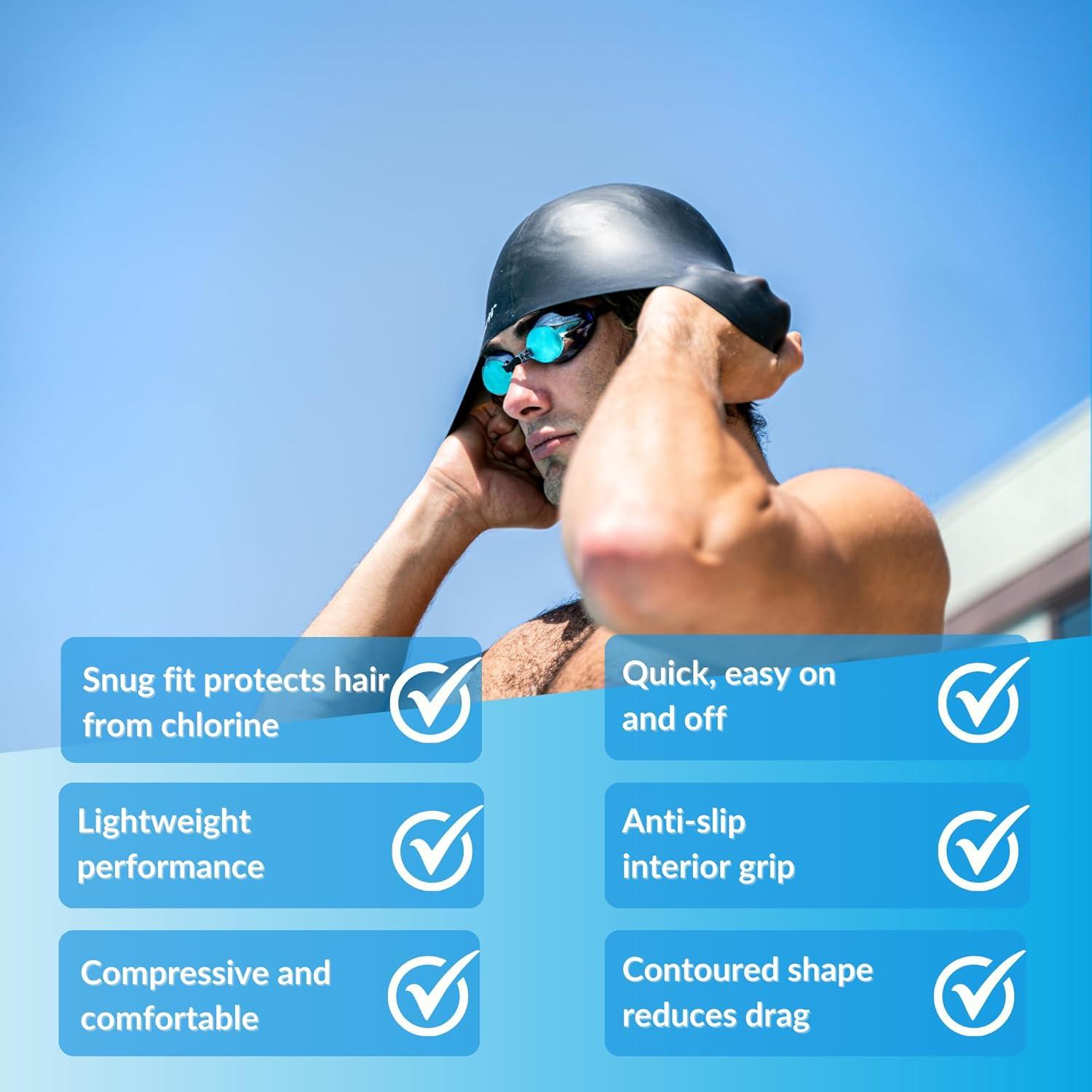 Gorro de Natación Sporti de Silicona Unisex Negro 19.37 cm