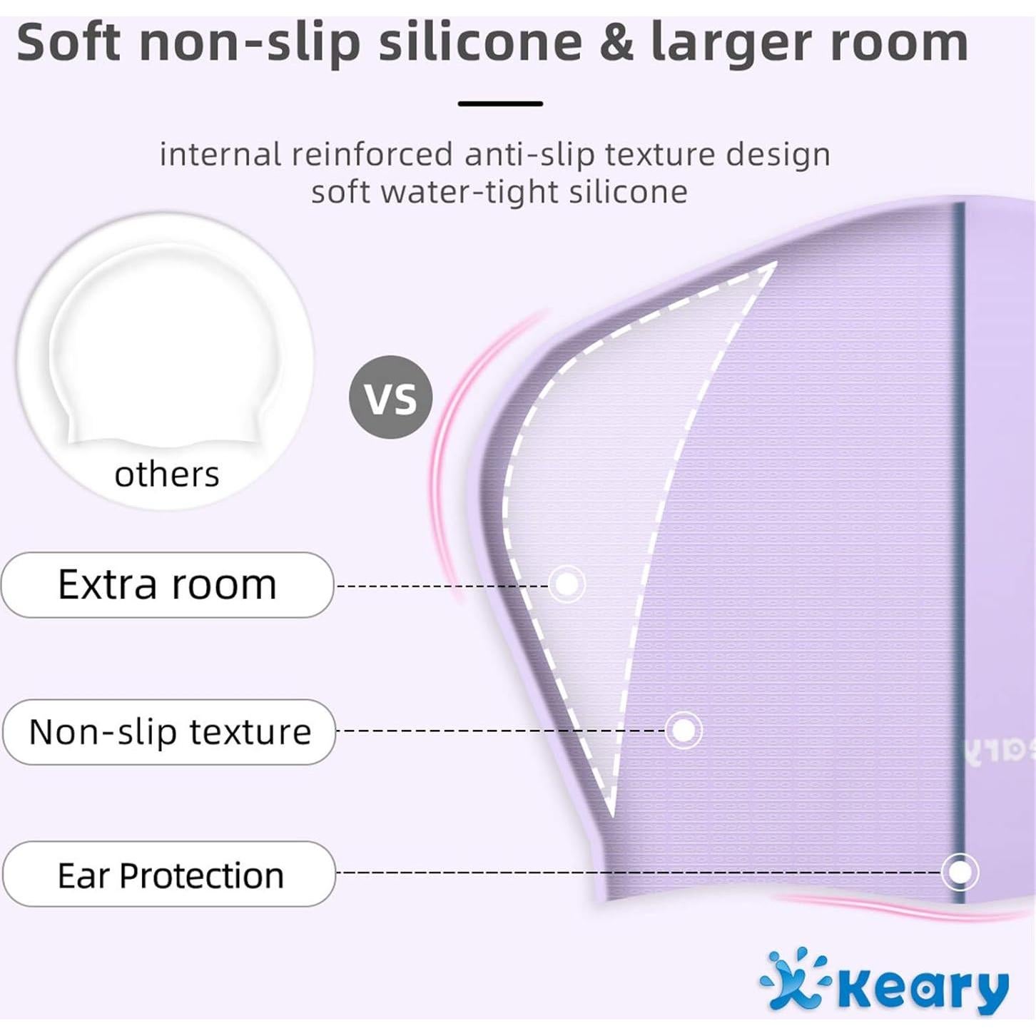 Gorra de Natación Keary para Cabello Largo - Silicona Impermeable