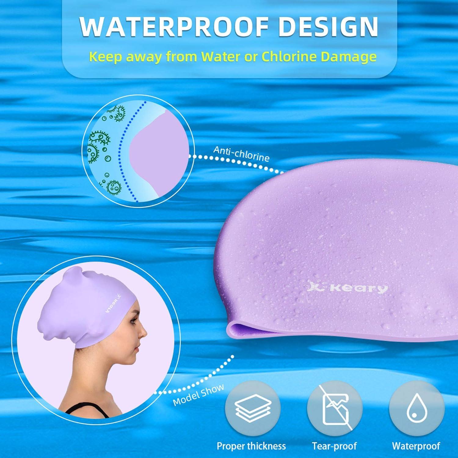 Gorra de Natación Keary para Cabello Largo - Silicona Impermeable