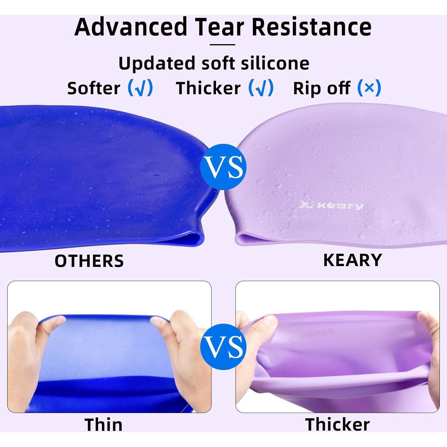 Gorra de Natación Keary para Cabello Largo - Silicona Impermeable