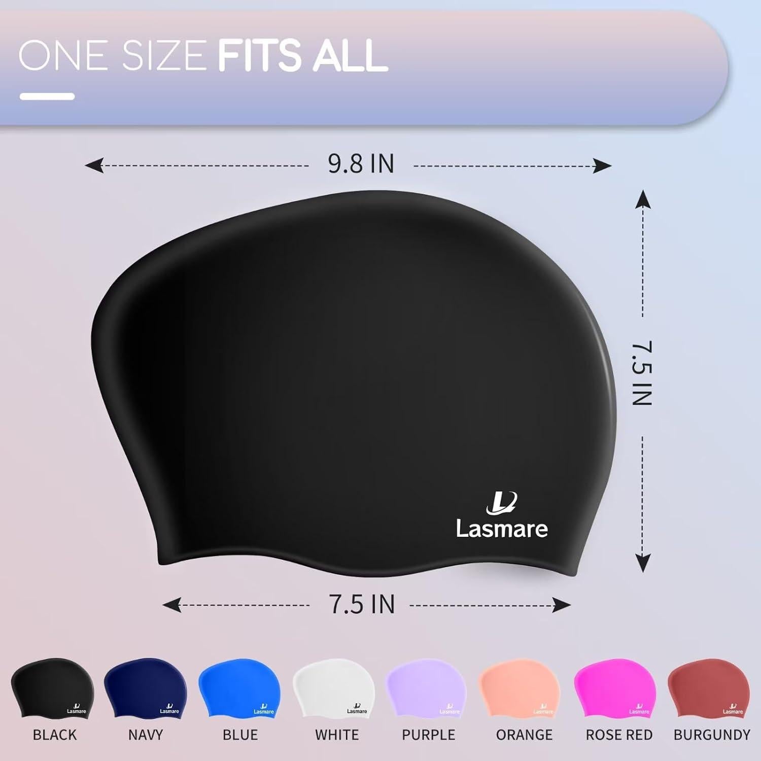 Gorro de Natación Silicona Lasmare para Cabello Largo - 2 Pcs