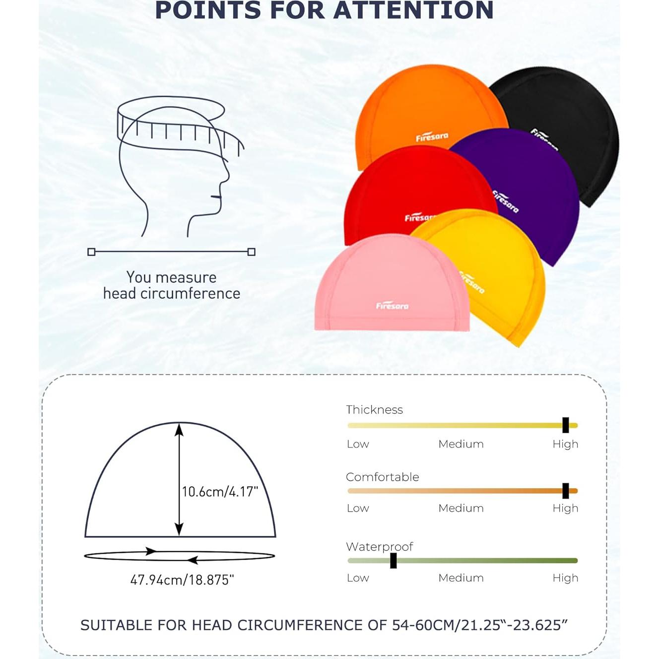 Gorro de Natación Firesara Tela Transpirable Talla Única Azul