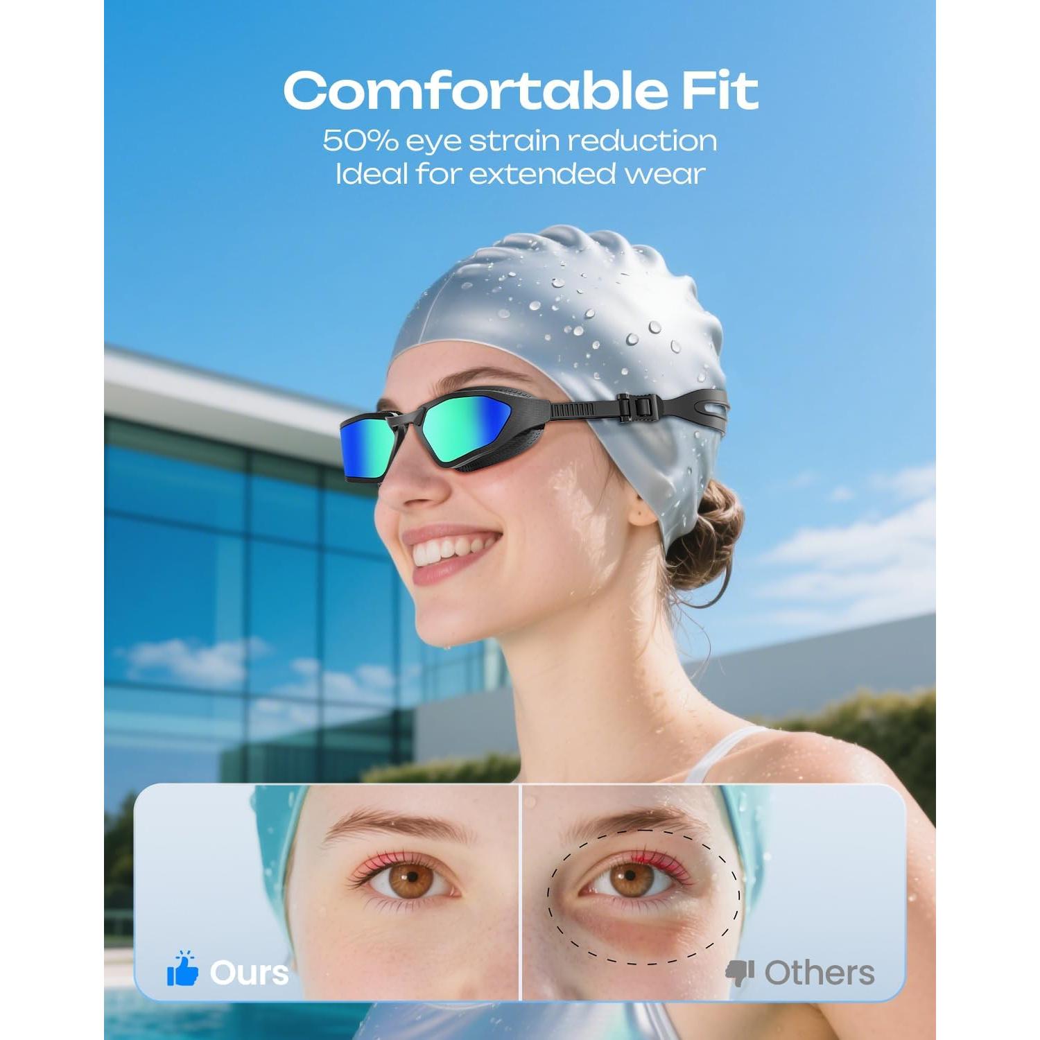 Gafas de Natación OLANRUN Unisex Antivaho UV 180° HD