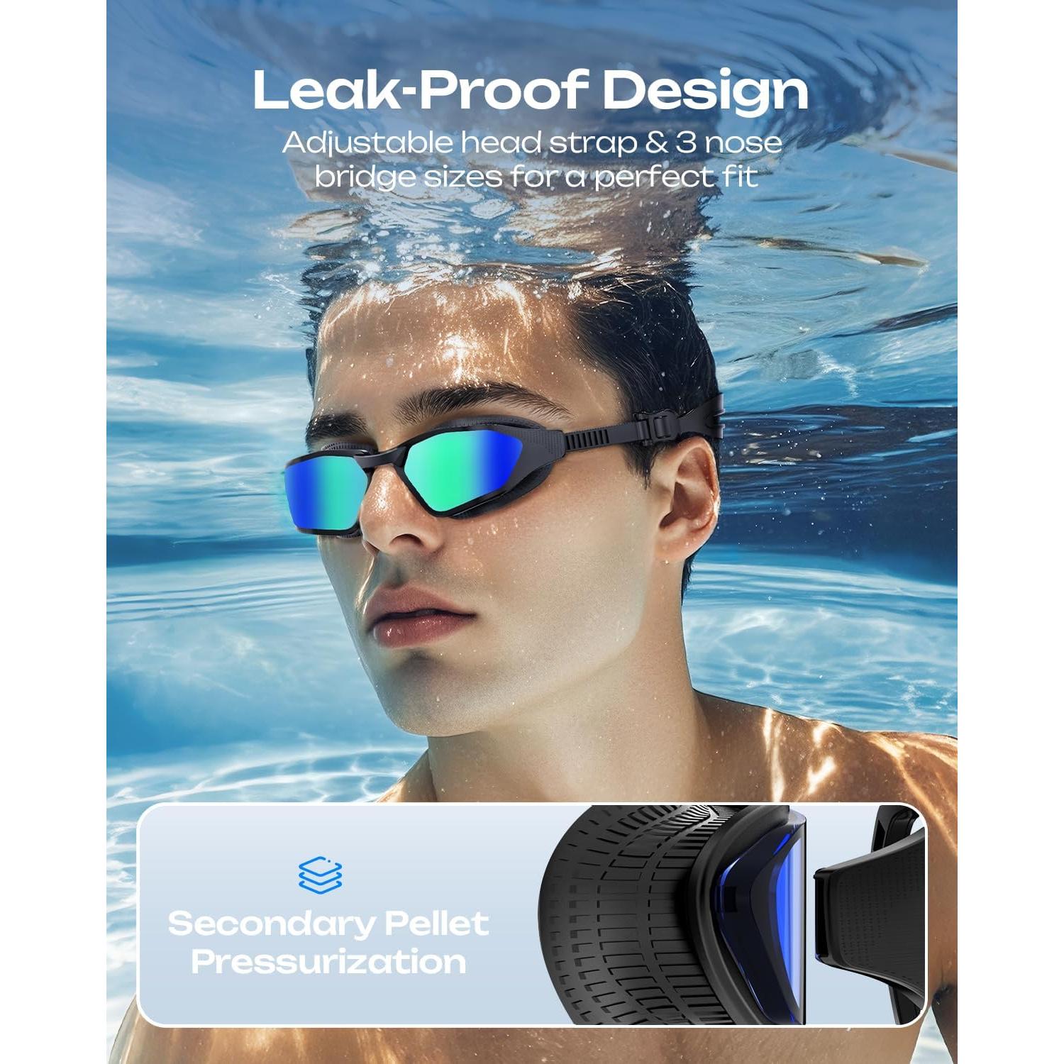 Gafas de Natación OLANRUN Unisex Antivaho UV 180° HD