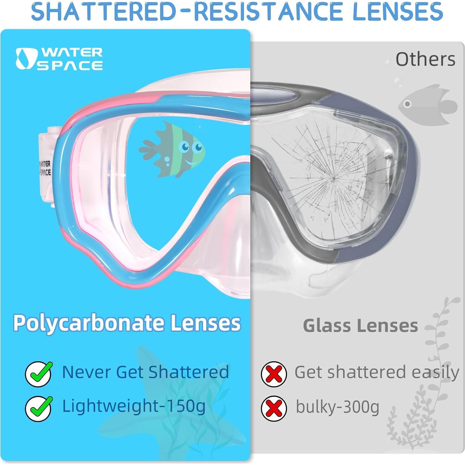 Gafas de Natación para Niños Waterspace - Lentes Anti-Rotura UV