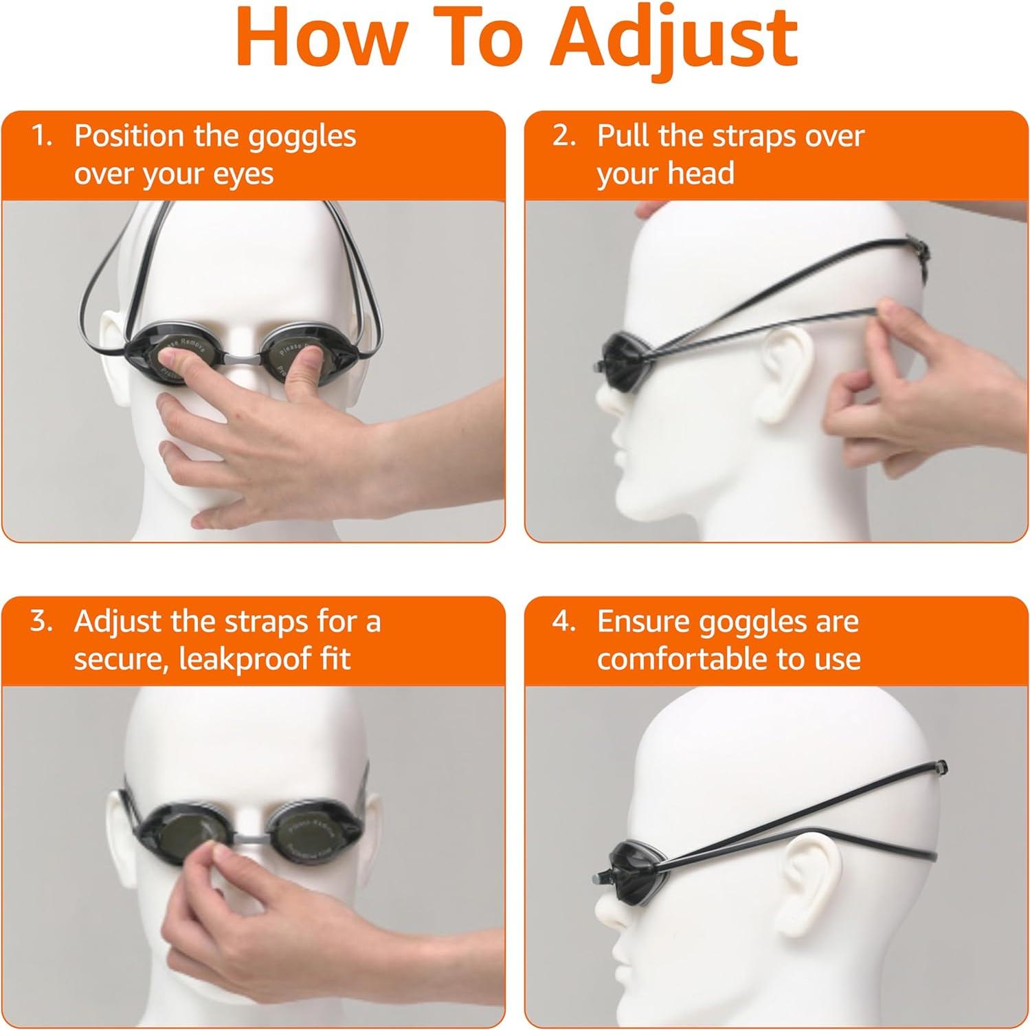 Gafas de natación unisex Amazon Basics azul con lentes anti-niebla