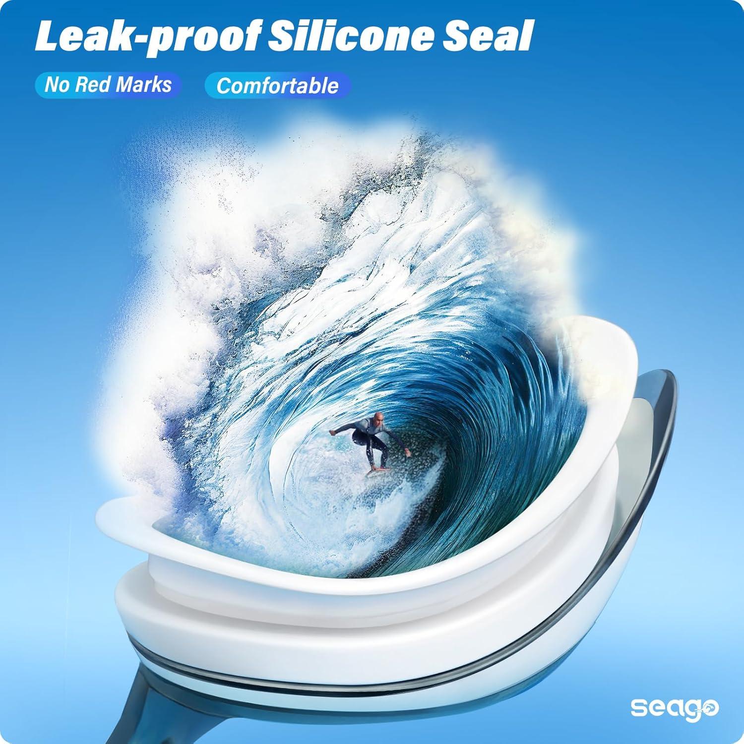 Gafas de Natación Antivaho Seago para Adultos y Jóvenes - Negro y Blanco