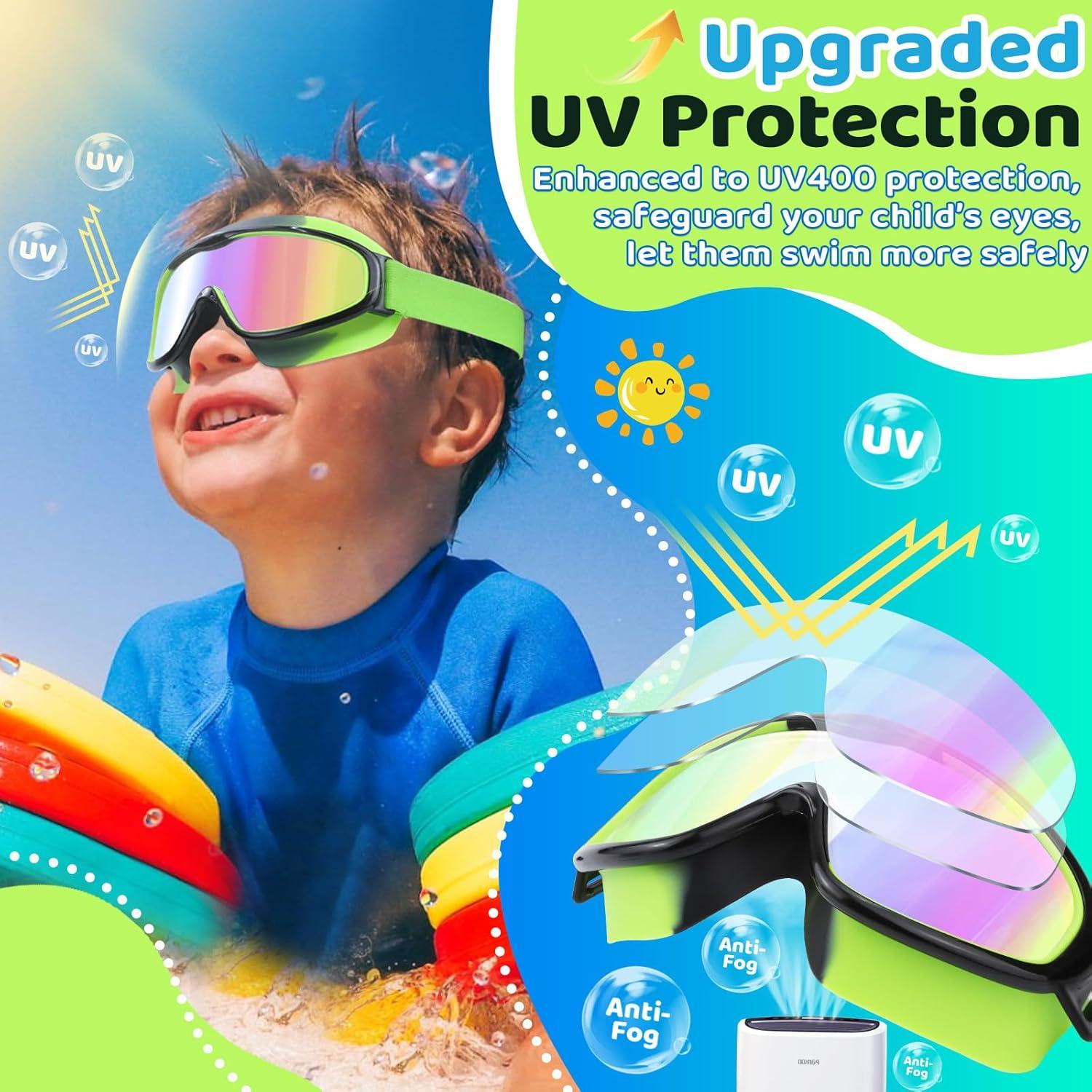 Gafas de Natación Vvinca Kids Verde y Azul Anti-Vaho UV400