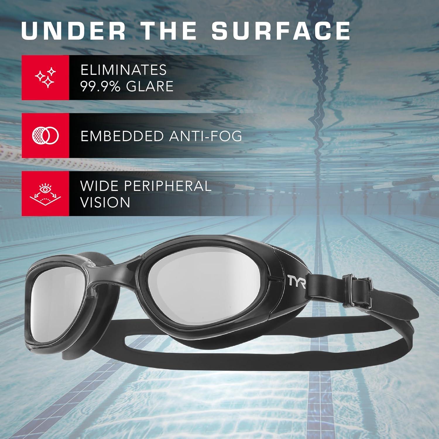 Gafas de natación espejadas TYR Special Ops 2.0 para adultos - Antivaho y UV