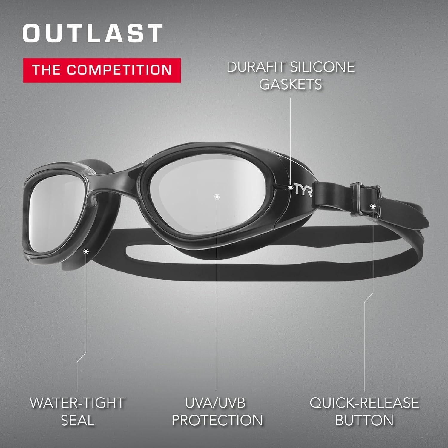 Gafas de natación espejadas TYR Special Ops 2.0 para adultos - Antivaho y UV