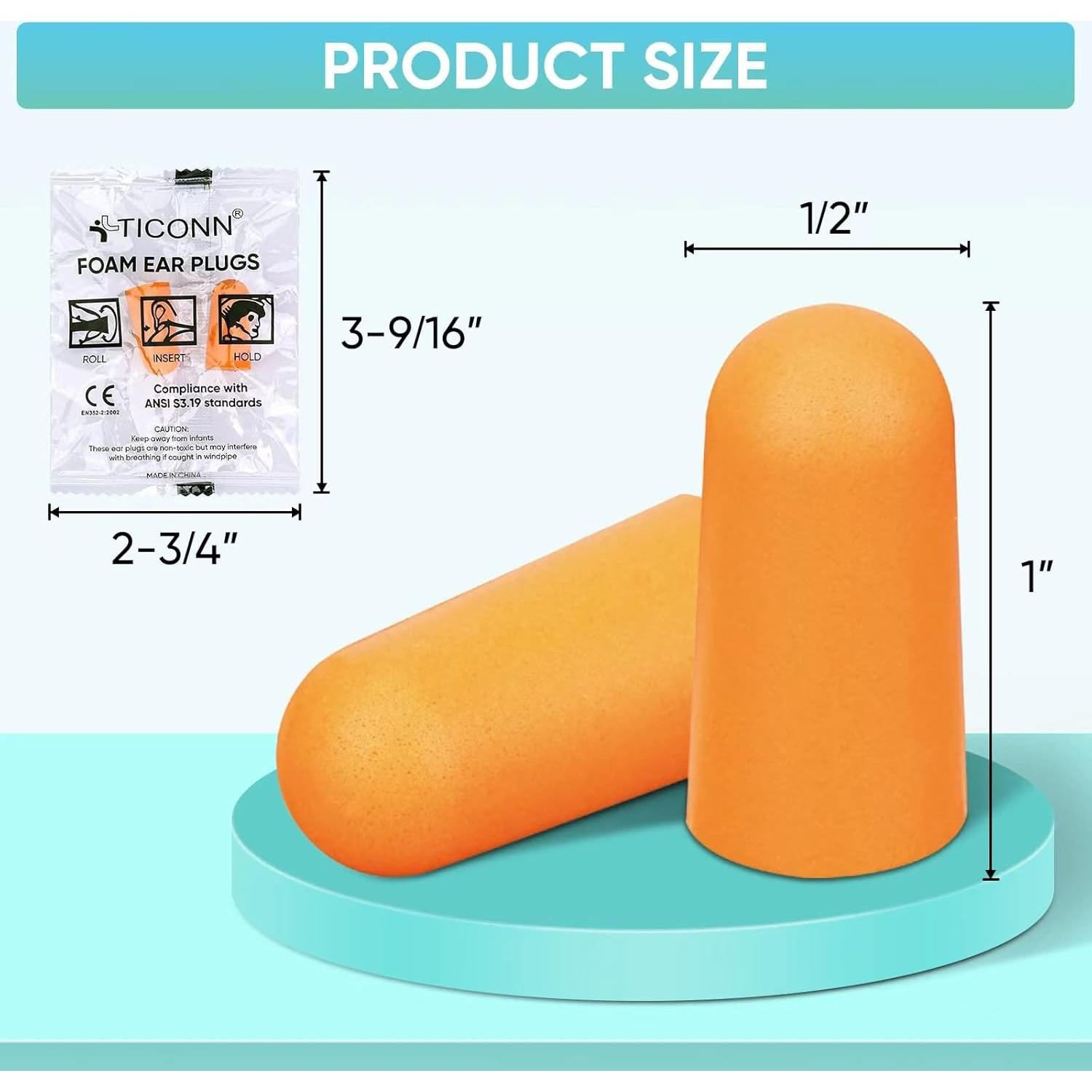 Tapones para Oídos TICONN 200 Pares 32dB Reducción Ruido