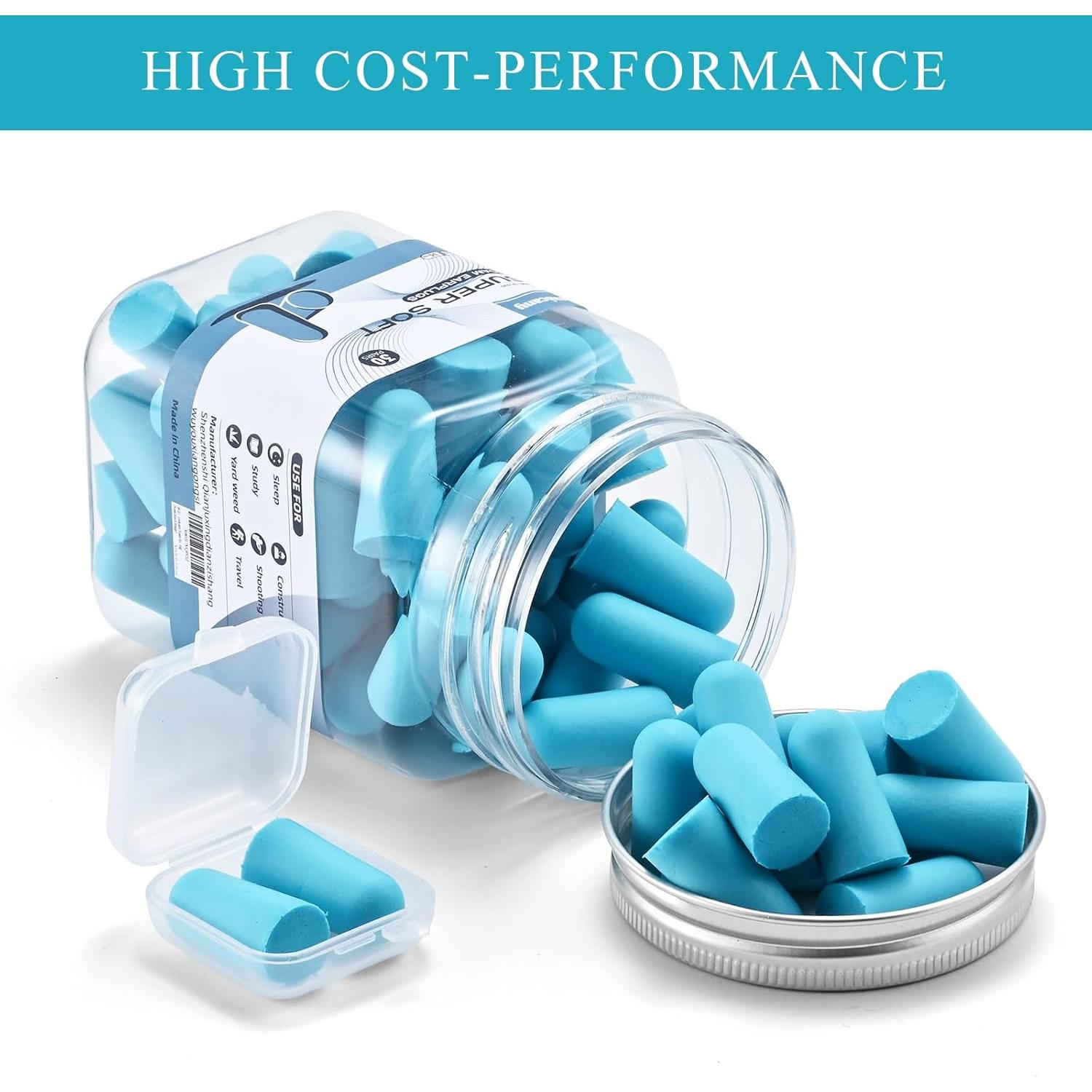 30 Pares Tapones de Espuma Suave Lenicany 35dB Azul