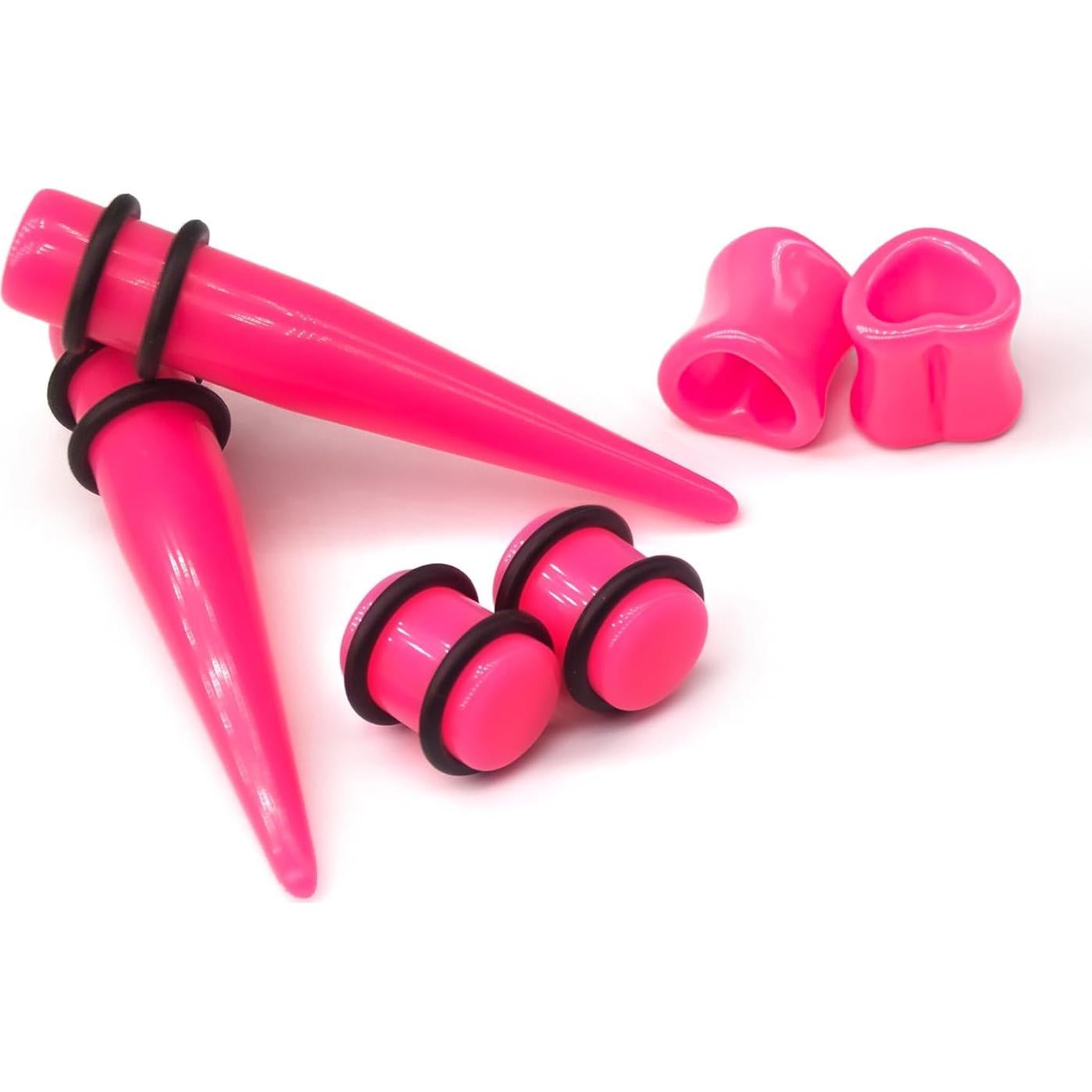 Kit de Estiramiento de Orejas 48 Piezas Acrílico Rosa 14G-0000G