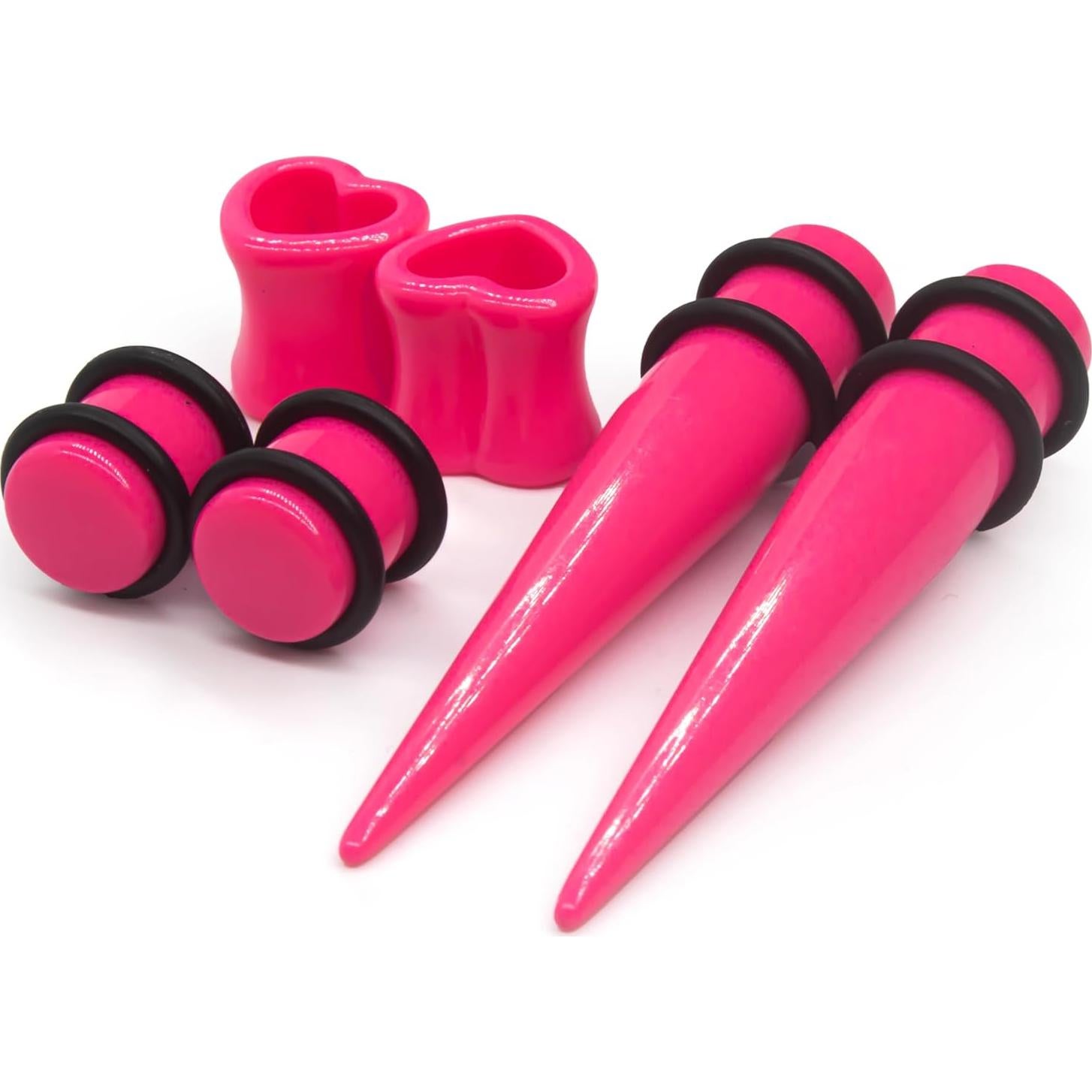 Kit de Estiramiento de Orejas 48 Piezas Acrílico Rosa 14G-0000G