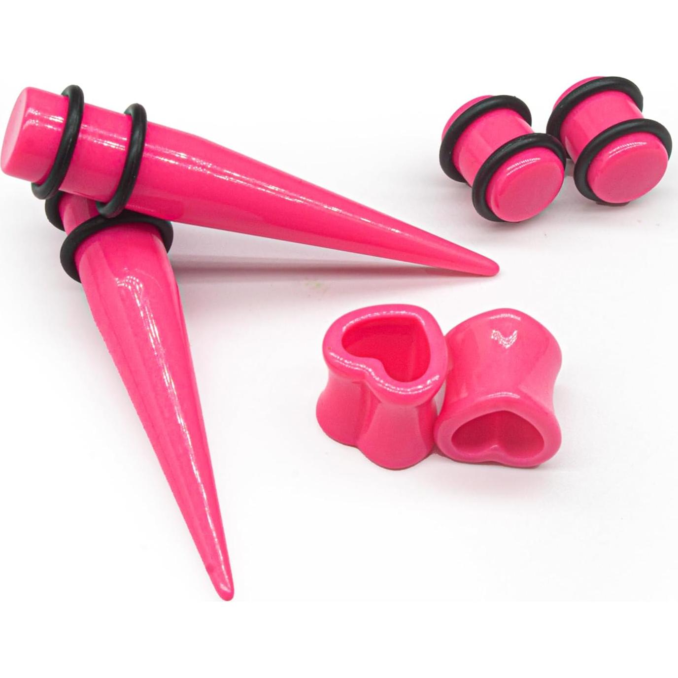 Kit de Estiramiento de Orejas 48 Piezas Acrílico Rosa 14G-0000G