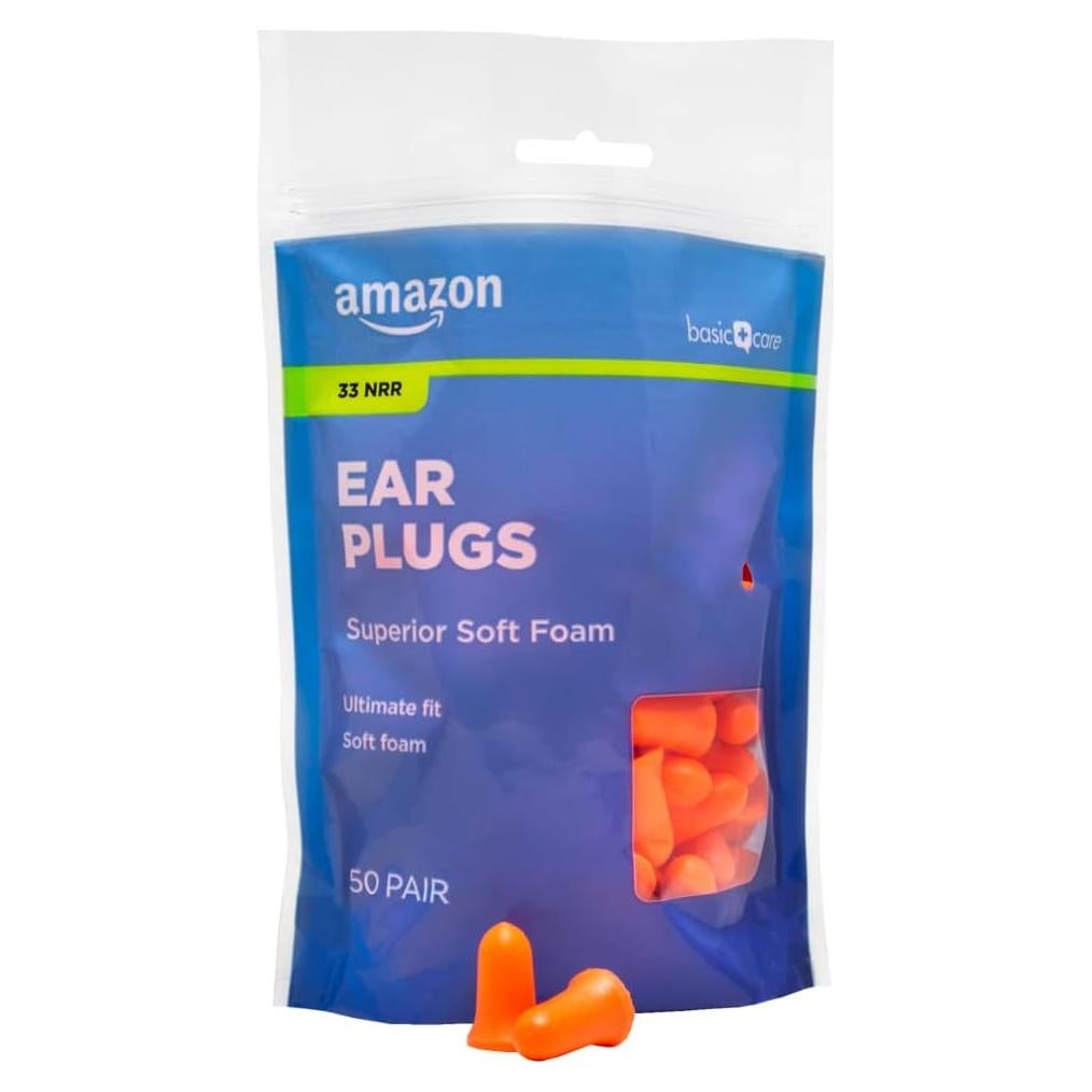 Tapones de Espuma Suaves Amazon Basic Care - 50 Pares