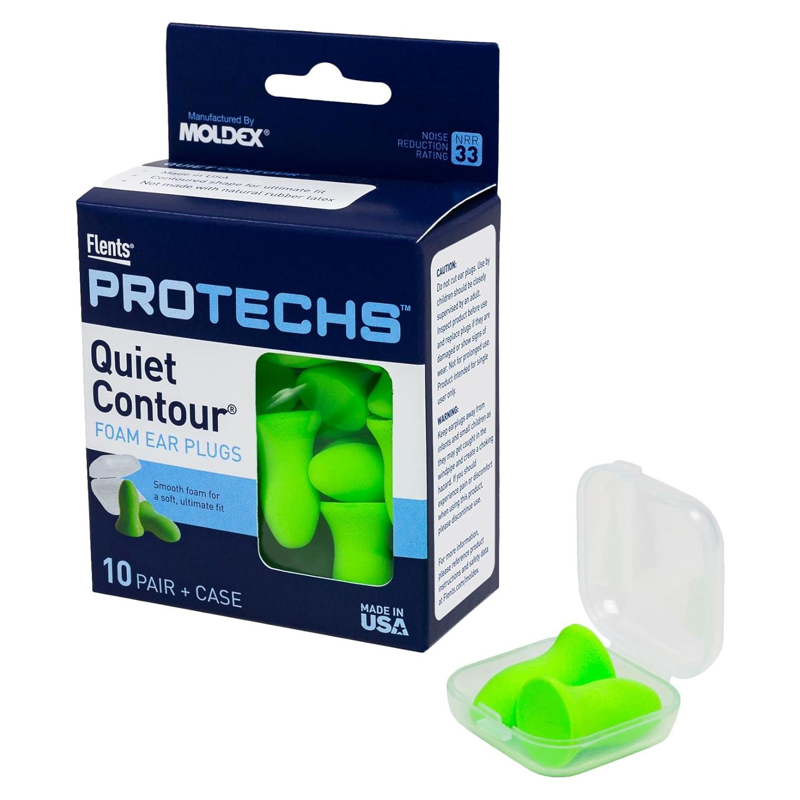 Tapones de espuma Flents Protechs - 10 pares, NRR 33, verde