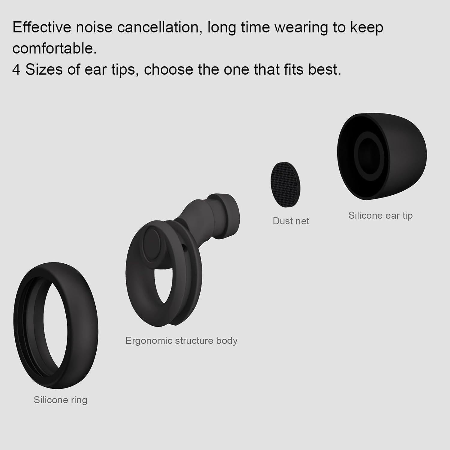 Tapones para Oídos GUTEVOZ Reutilizables 30dB 8 Pares XS/S/M/L